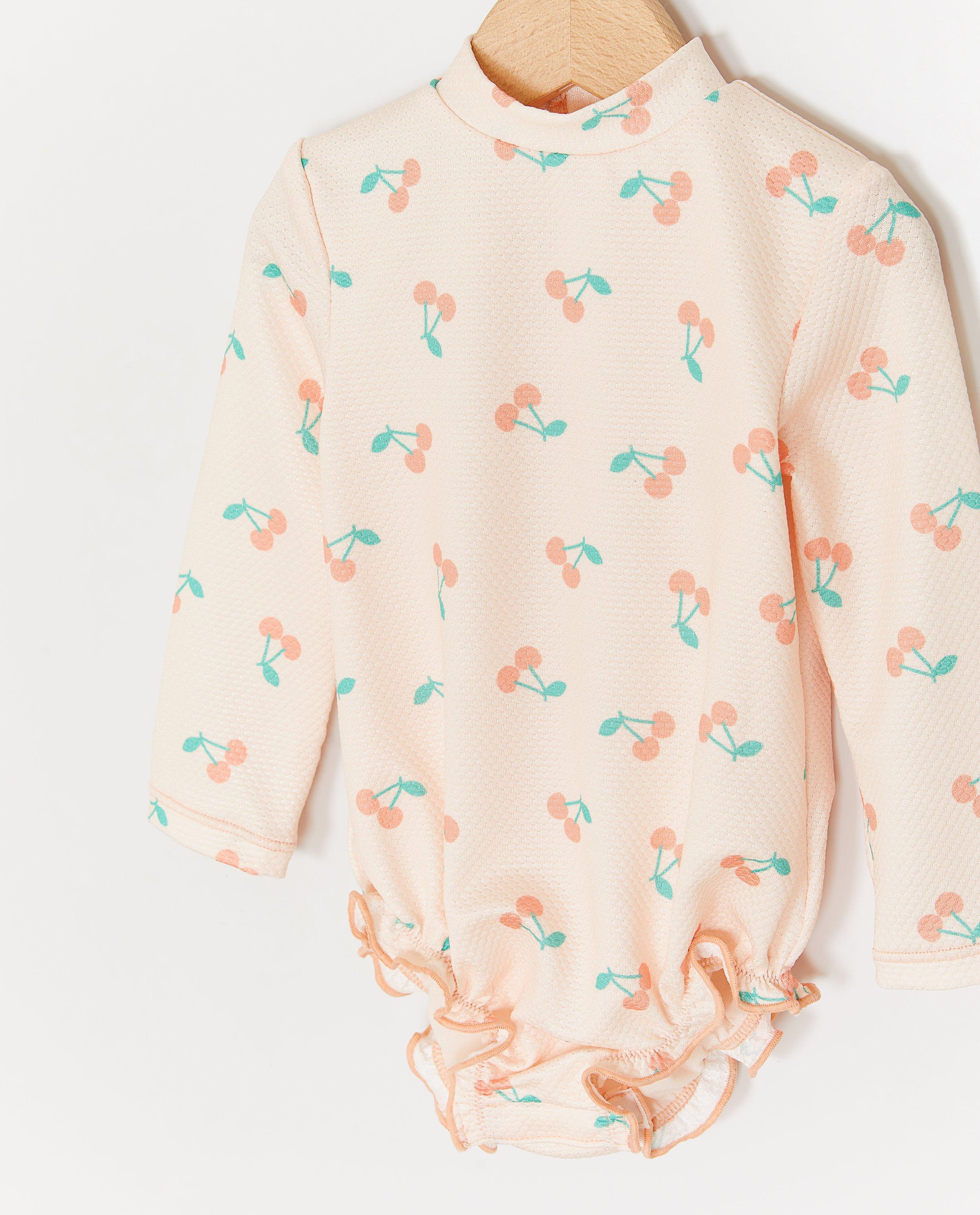 Zwemkleding - Zwempak met print kersen, UPF 50+, 62-104