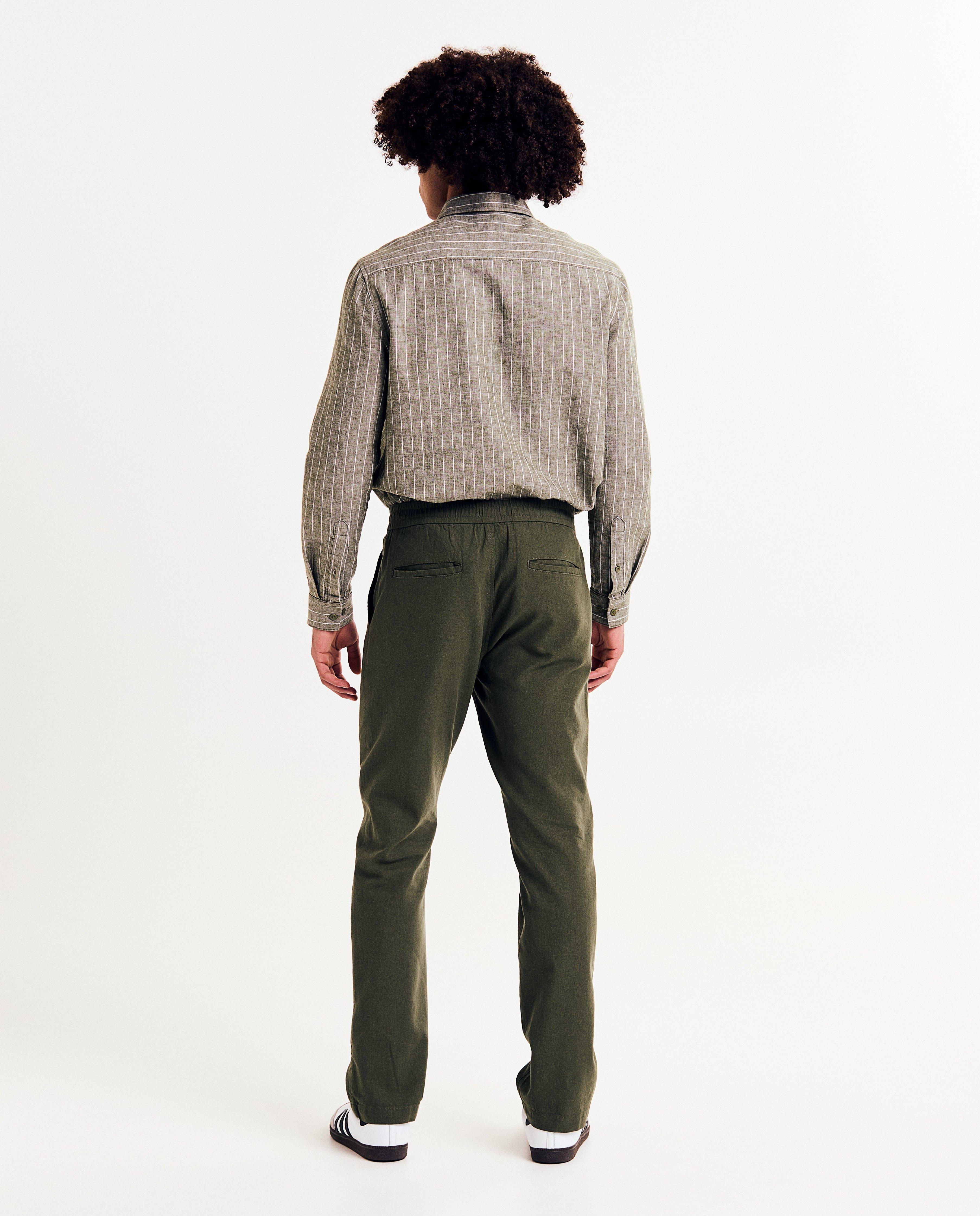 Pantalons - Broek met linnen, straight fit