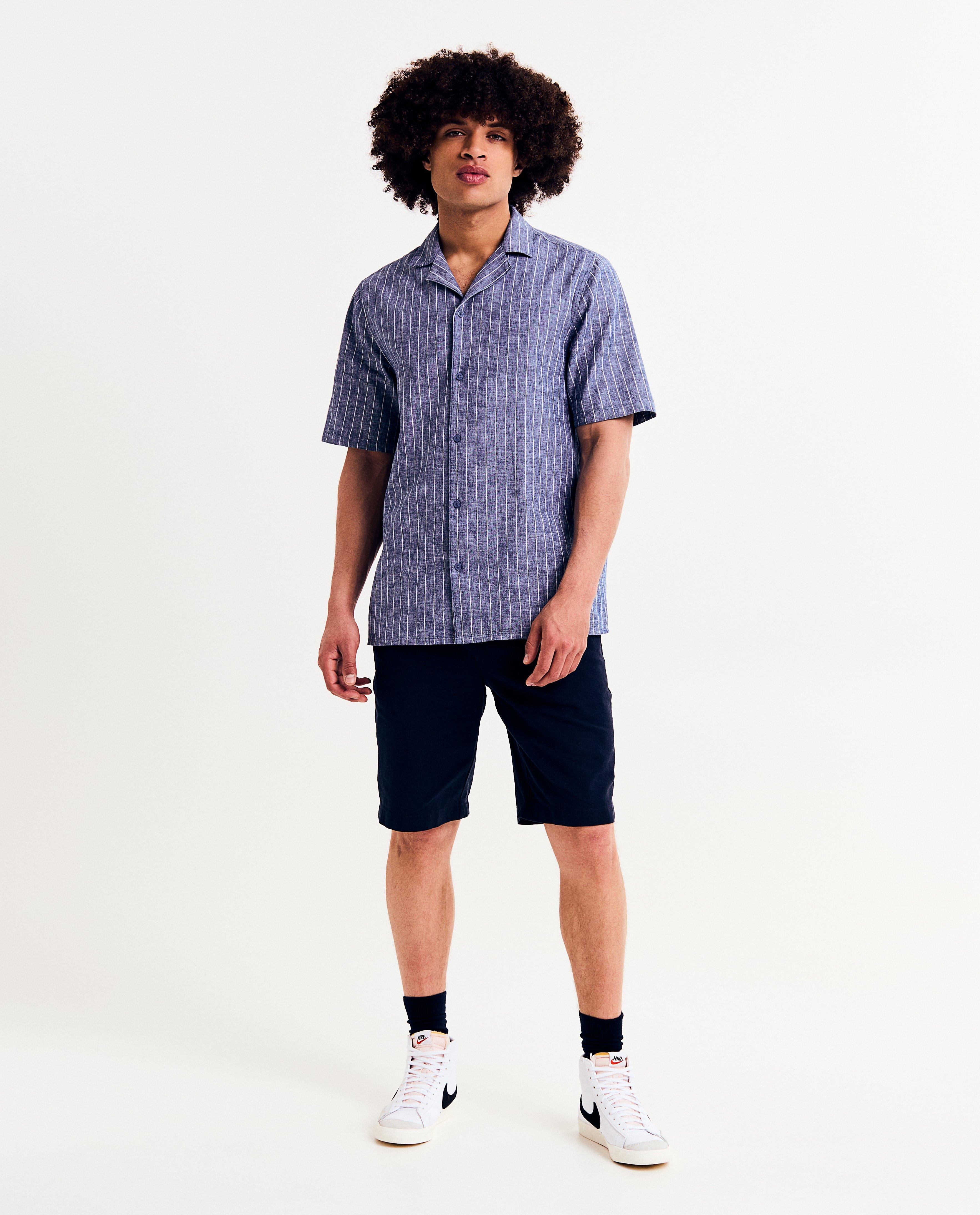 Short met linnen, relaxed fit - null - Quarterback