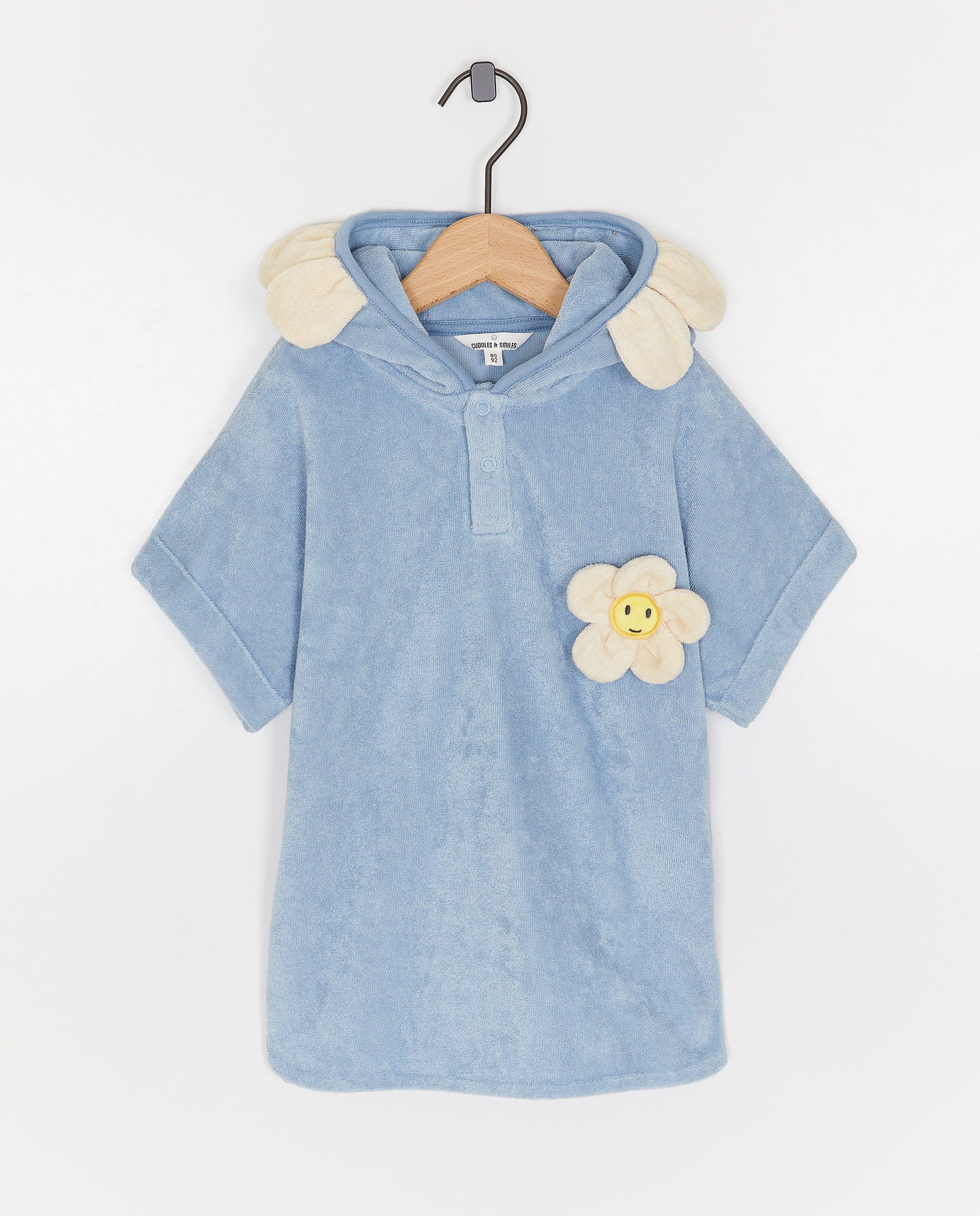 Badponcho met bloem - Product Detail - blauw - afbeelding nummer 1