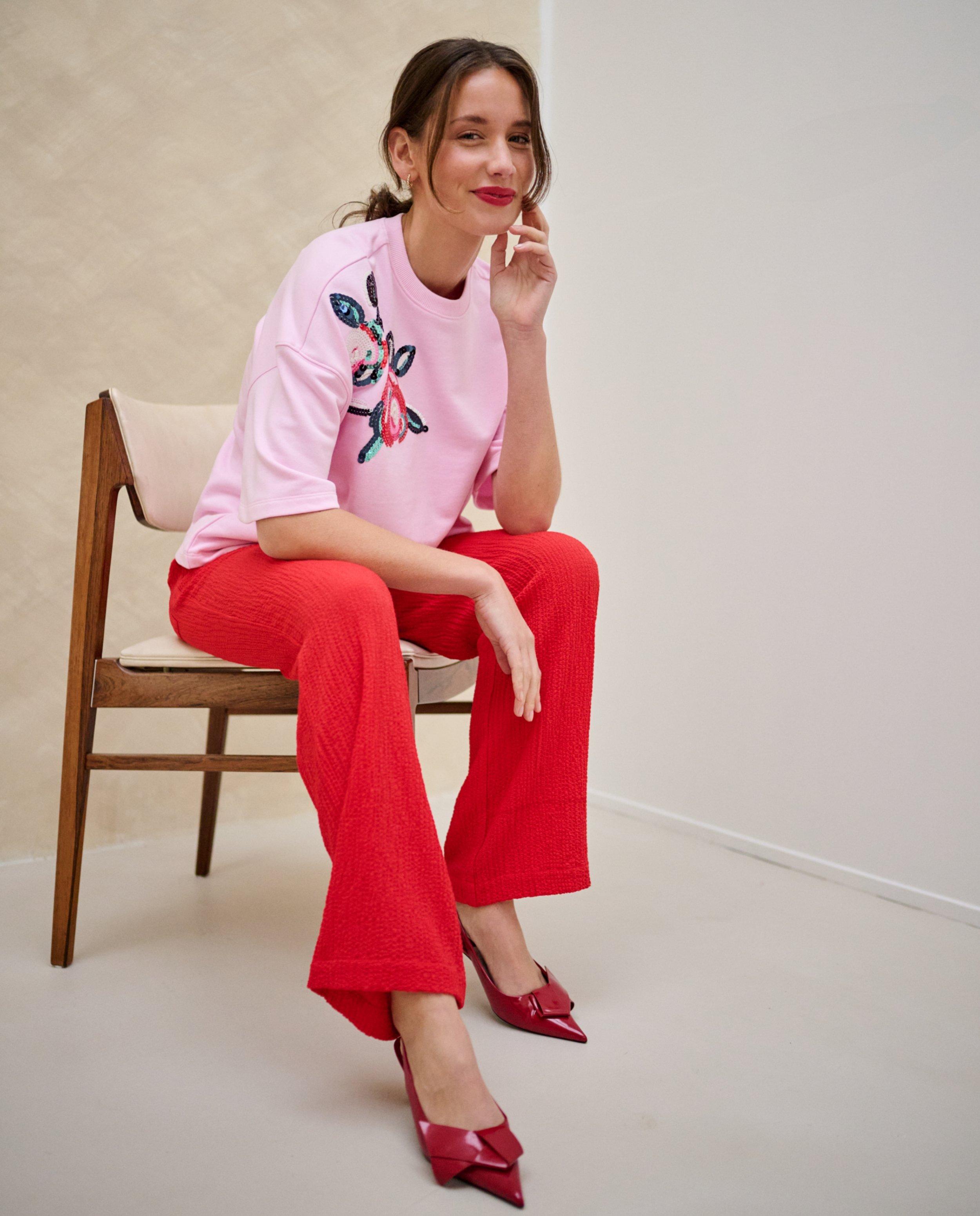 Pantalon rouge structuré - null - Sora