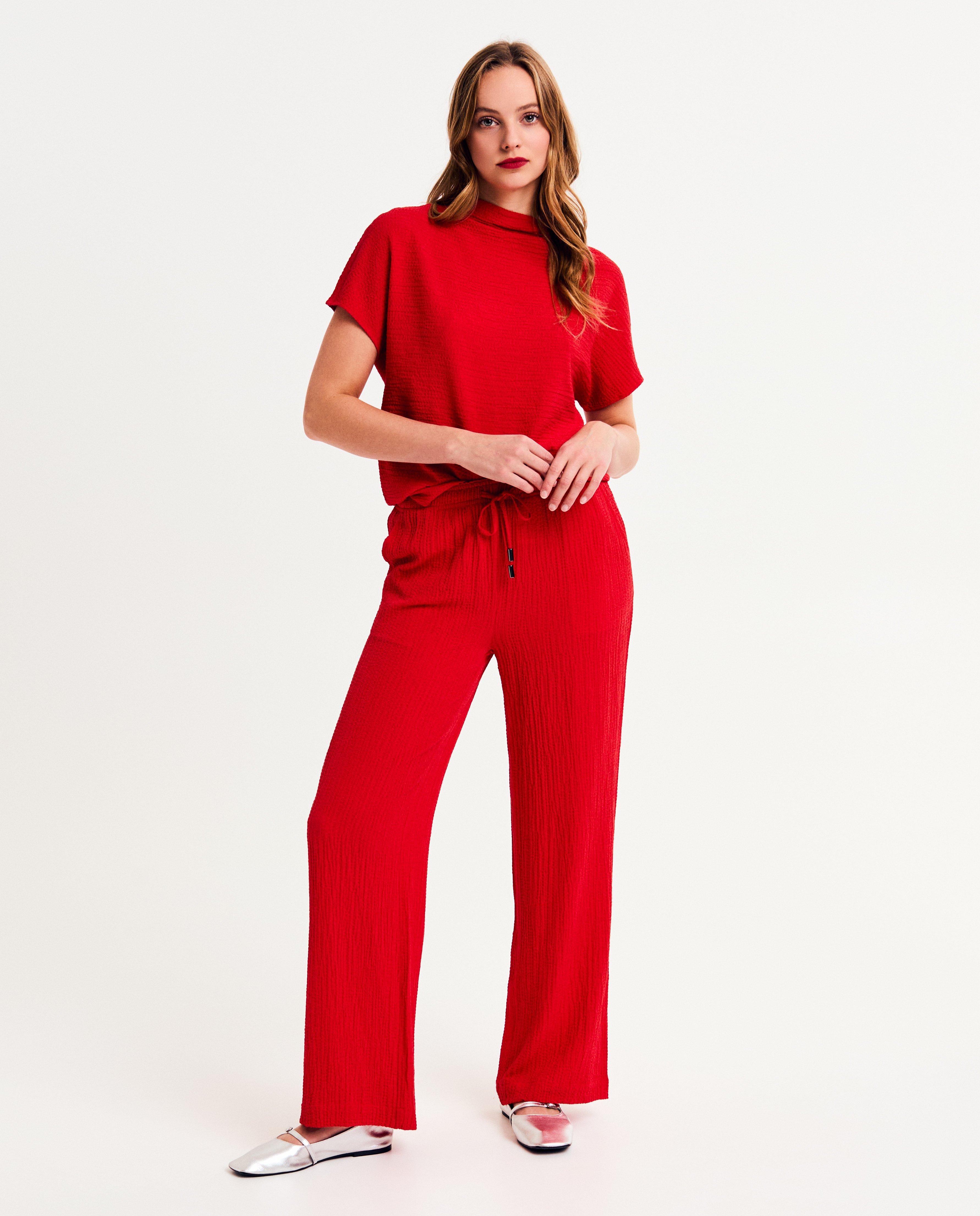 Pantalons - Pantalon rouge structuré