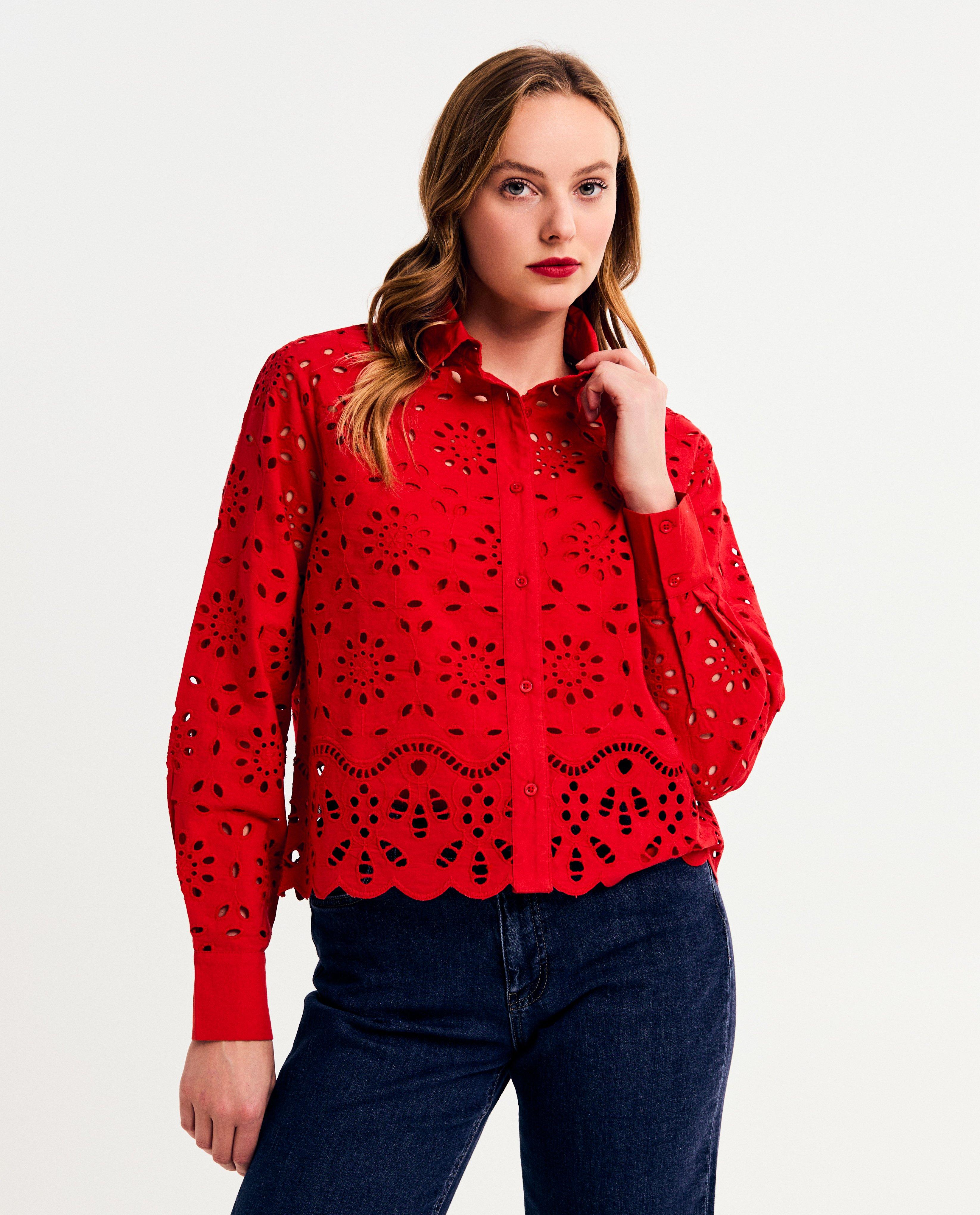 Blouse met broderie anglaise - null - Sora