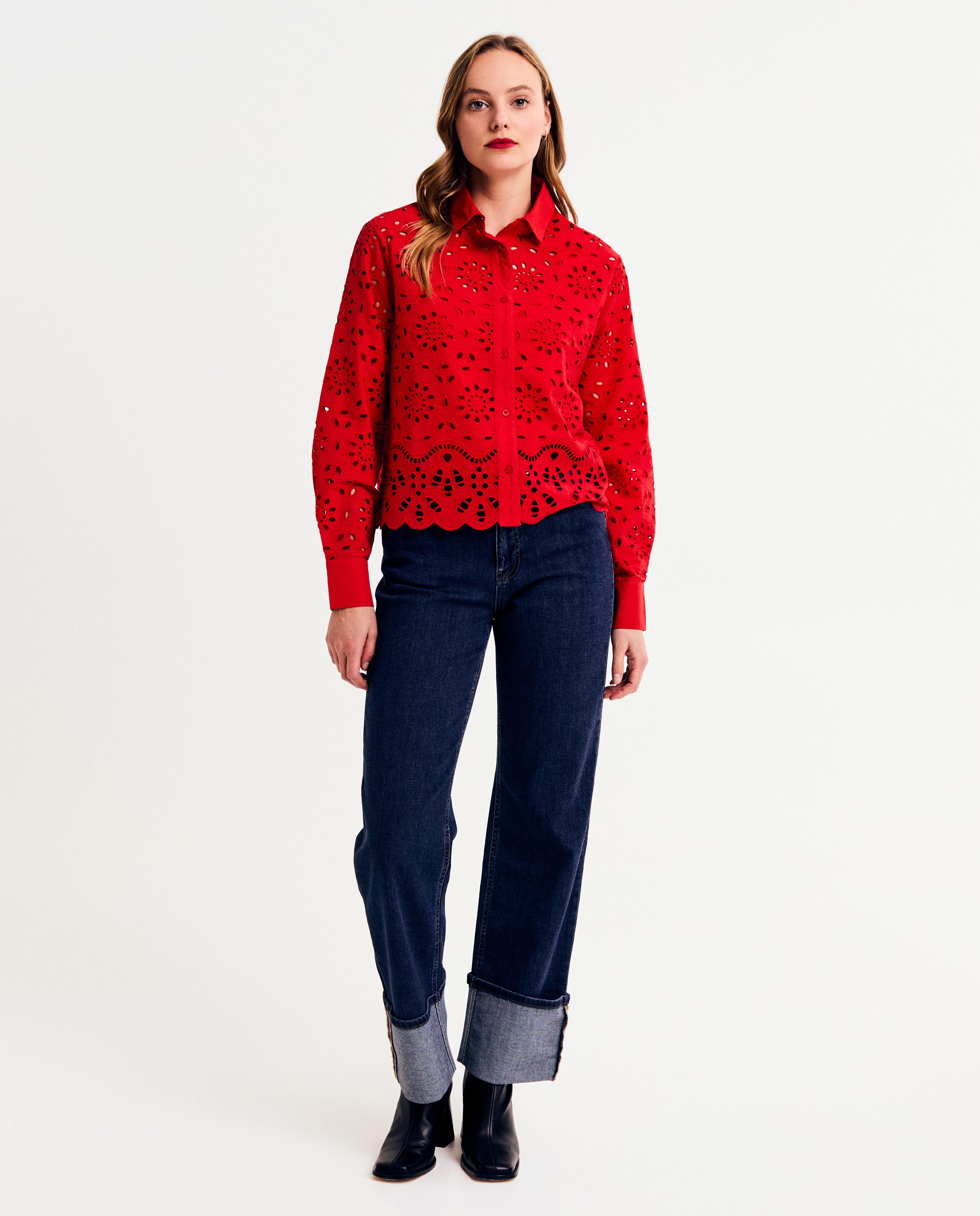 Hemden - Blouse met broderie anglaise