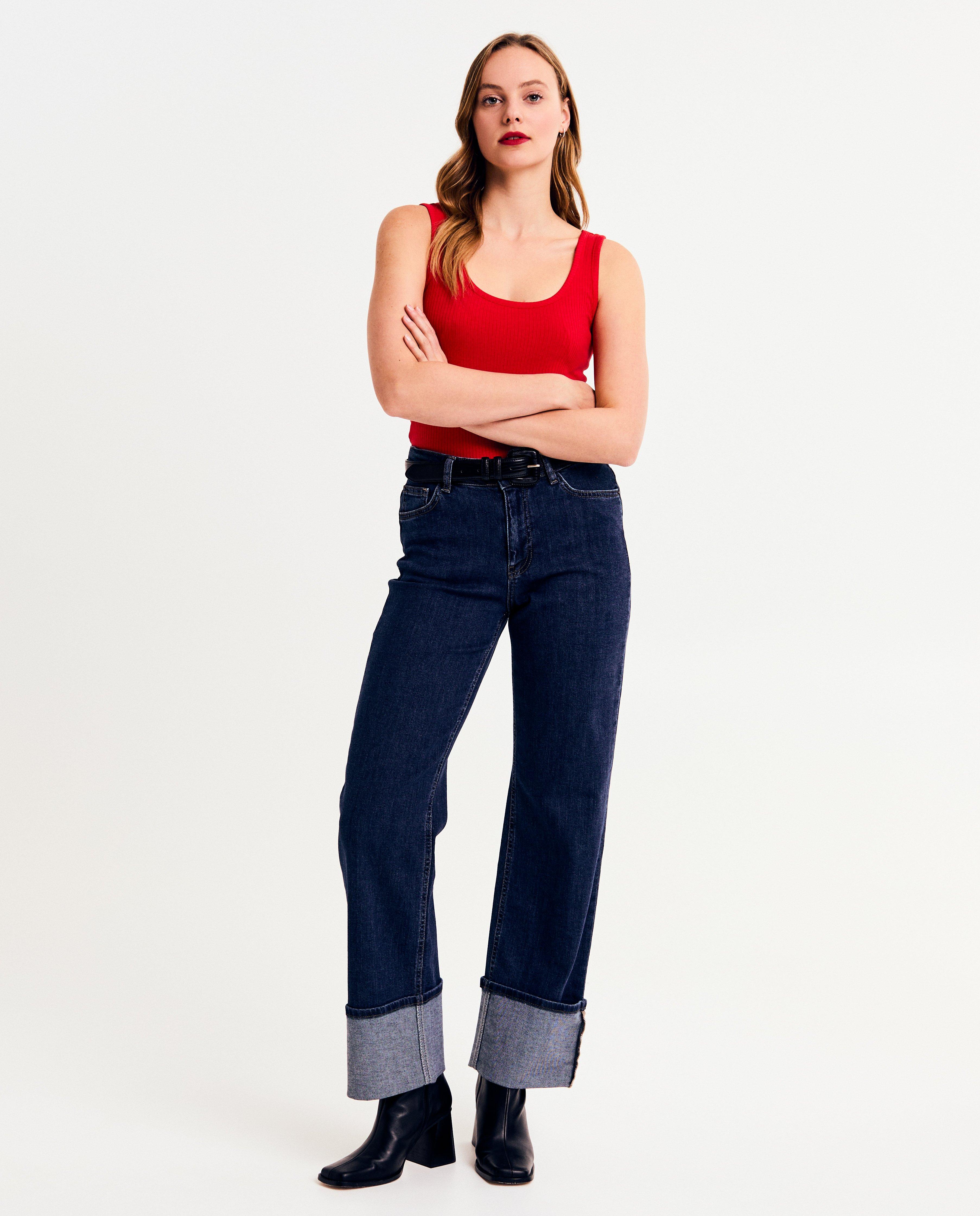 Jeans - Jeans met omslag, straight fit