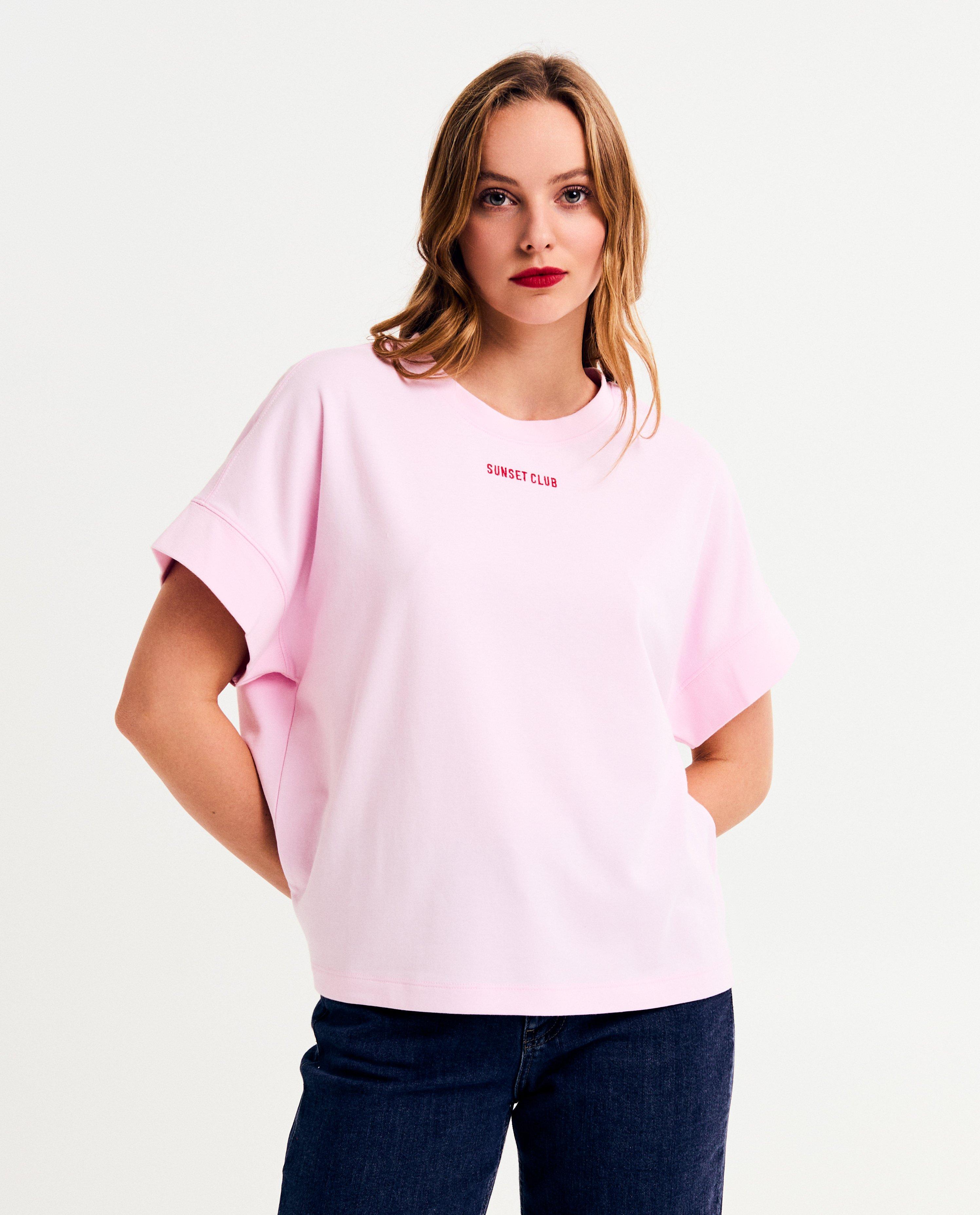 T-shirt met geborduurd opschrift - null - Sora