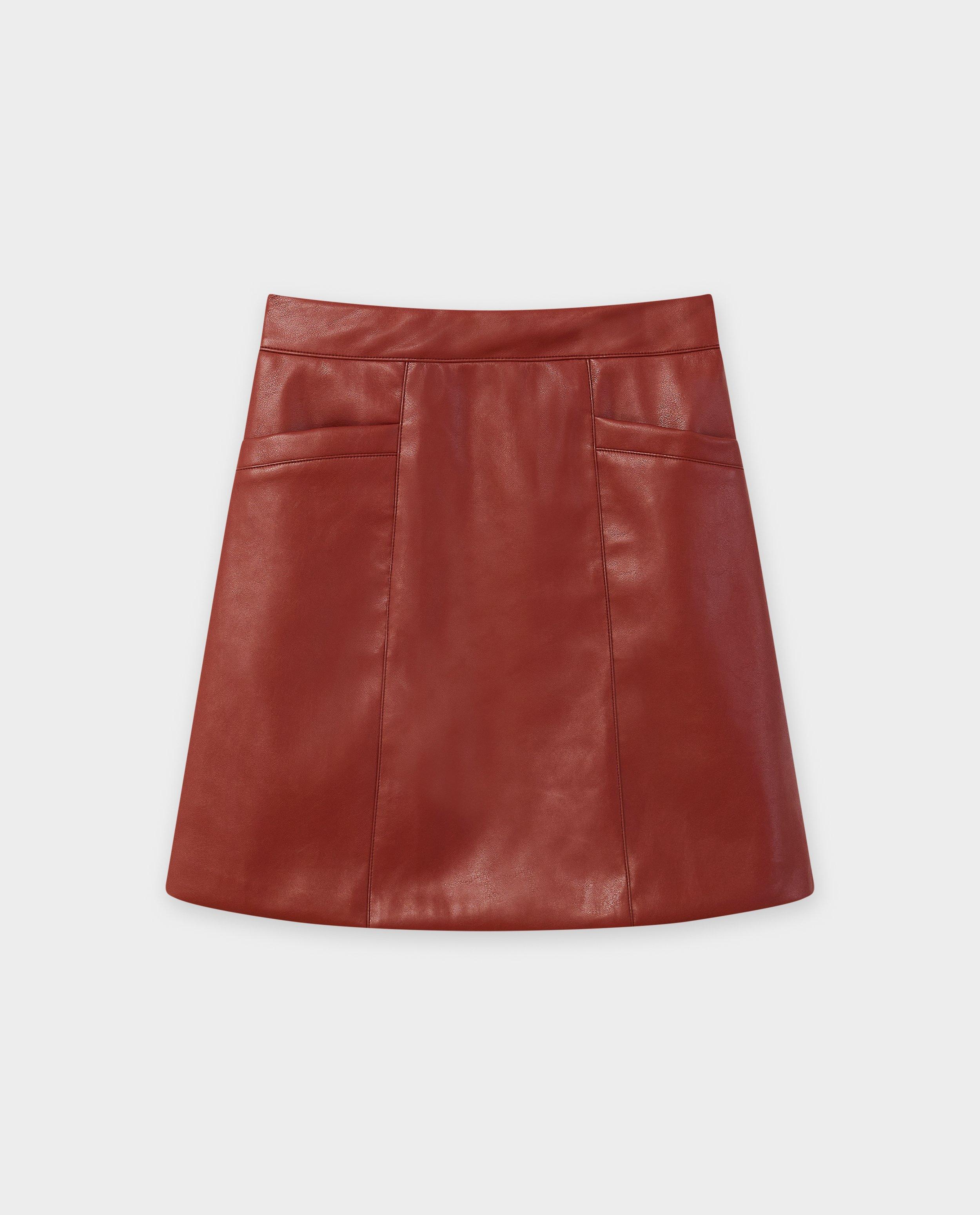 Rode rok van faux leather, Selected by Nanja - Product Detail - donkerrood - afbeelding nummer 4