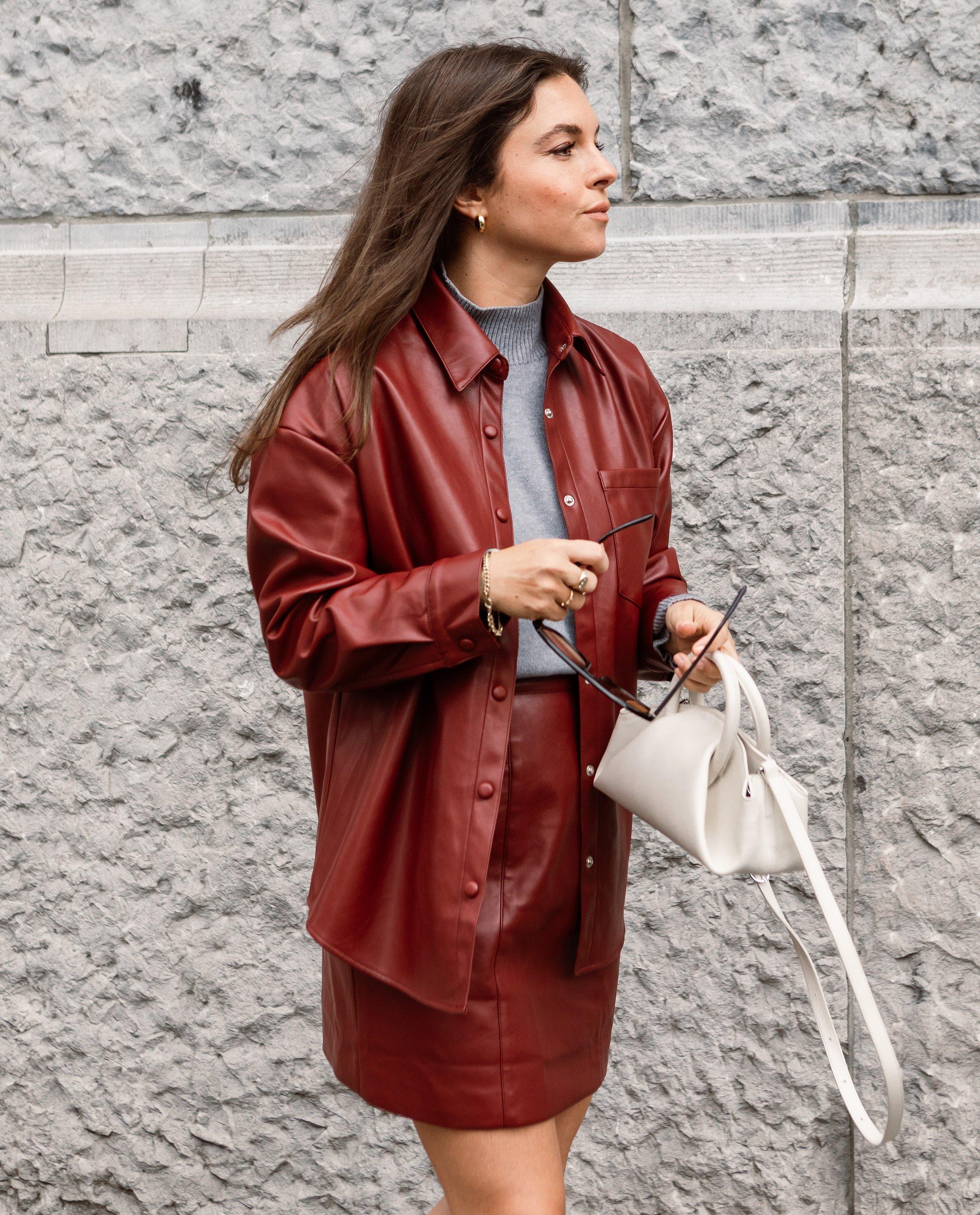 Rood hemd van faux leather, Selected by Nanja - null - Nanja Massy