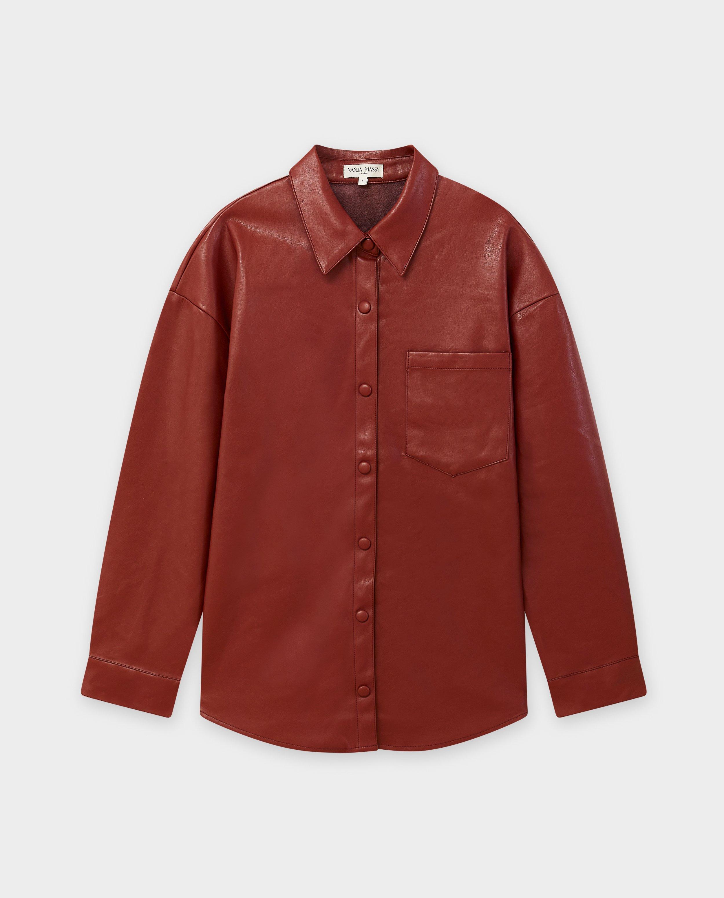 Hemden - Rood hemd van faux leather, Selected by Nanja