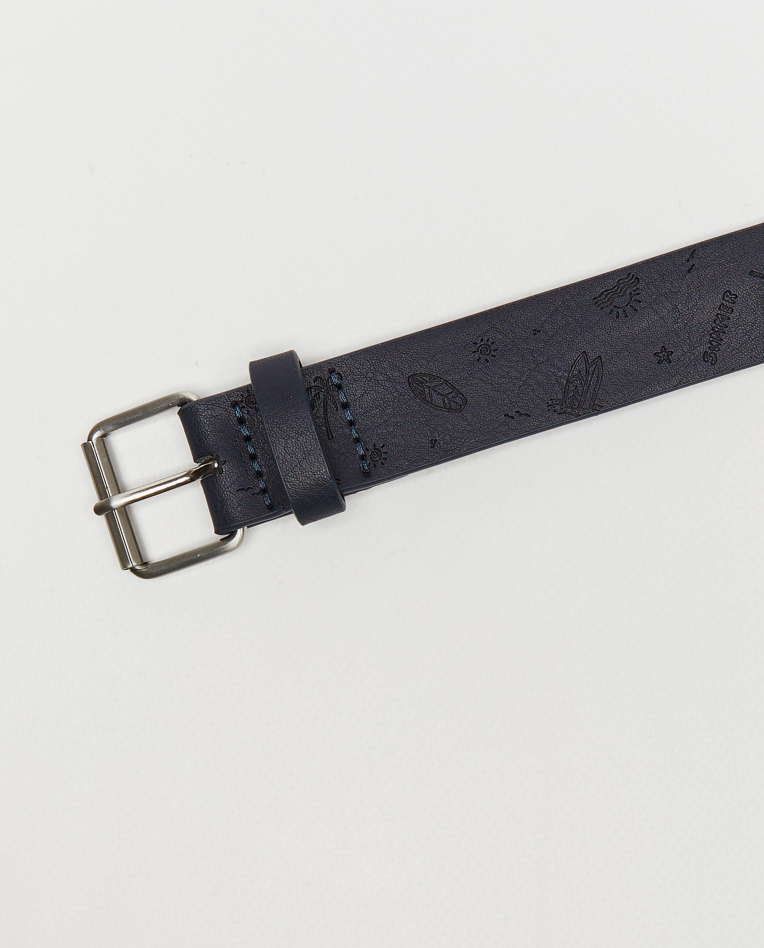 Riemen - Donkerblauwe riem met print