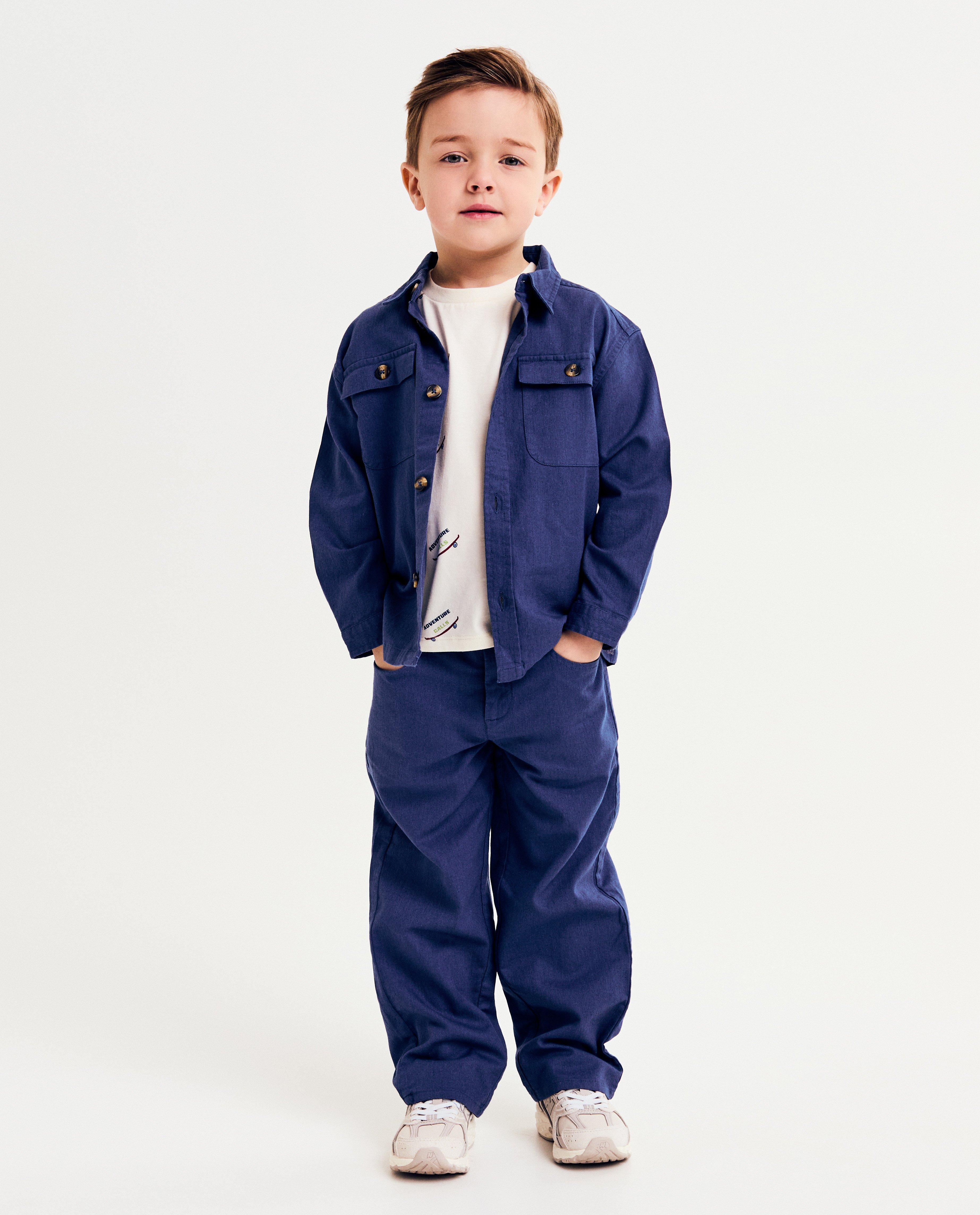 Hemden - Blauw overhemd, wide fit