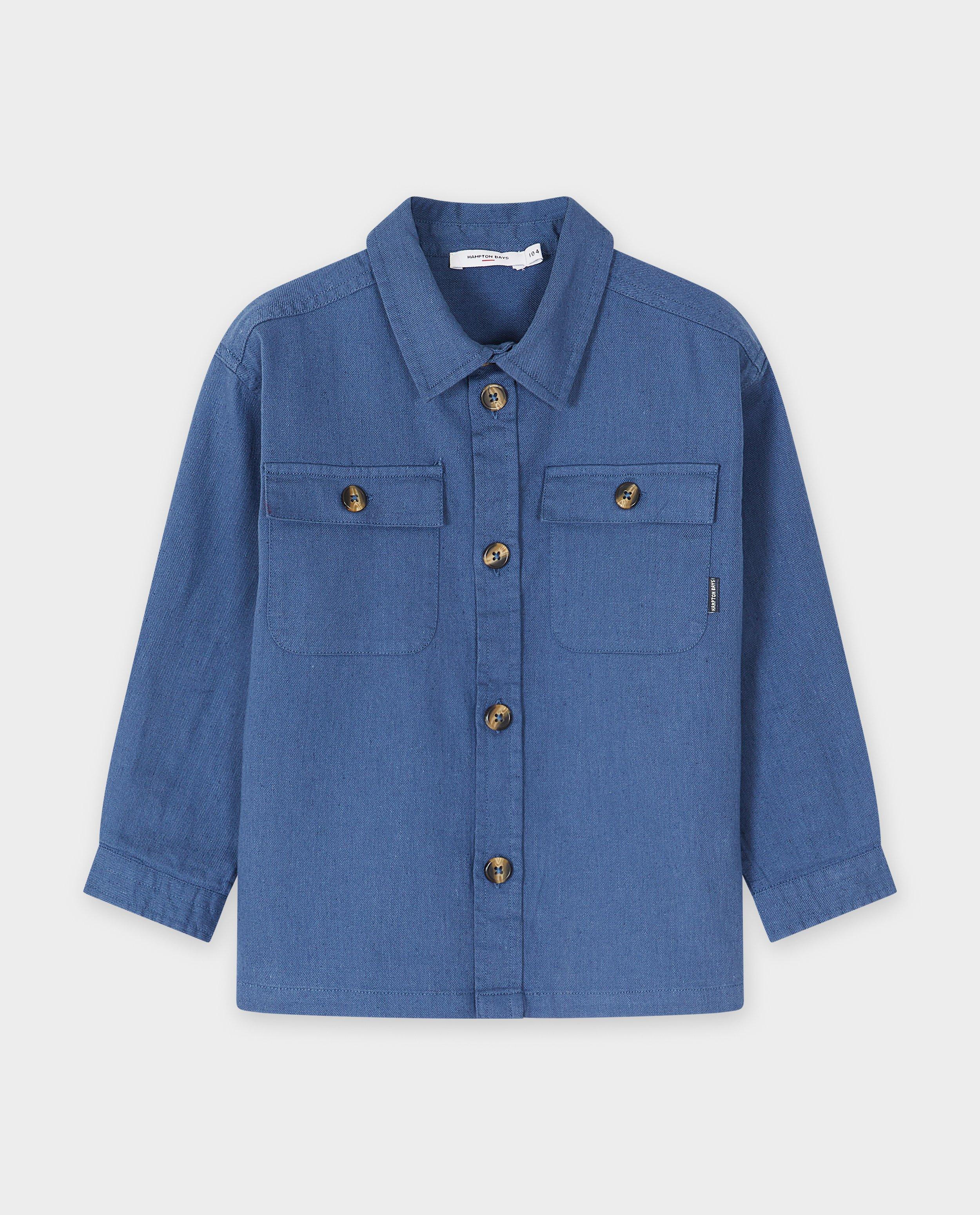 Hemden - Blauw overhemd, wide fit