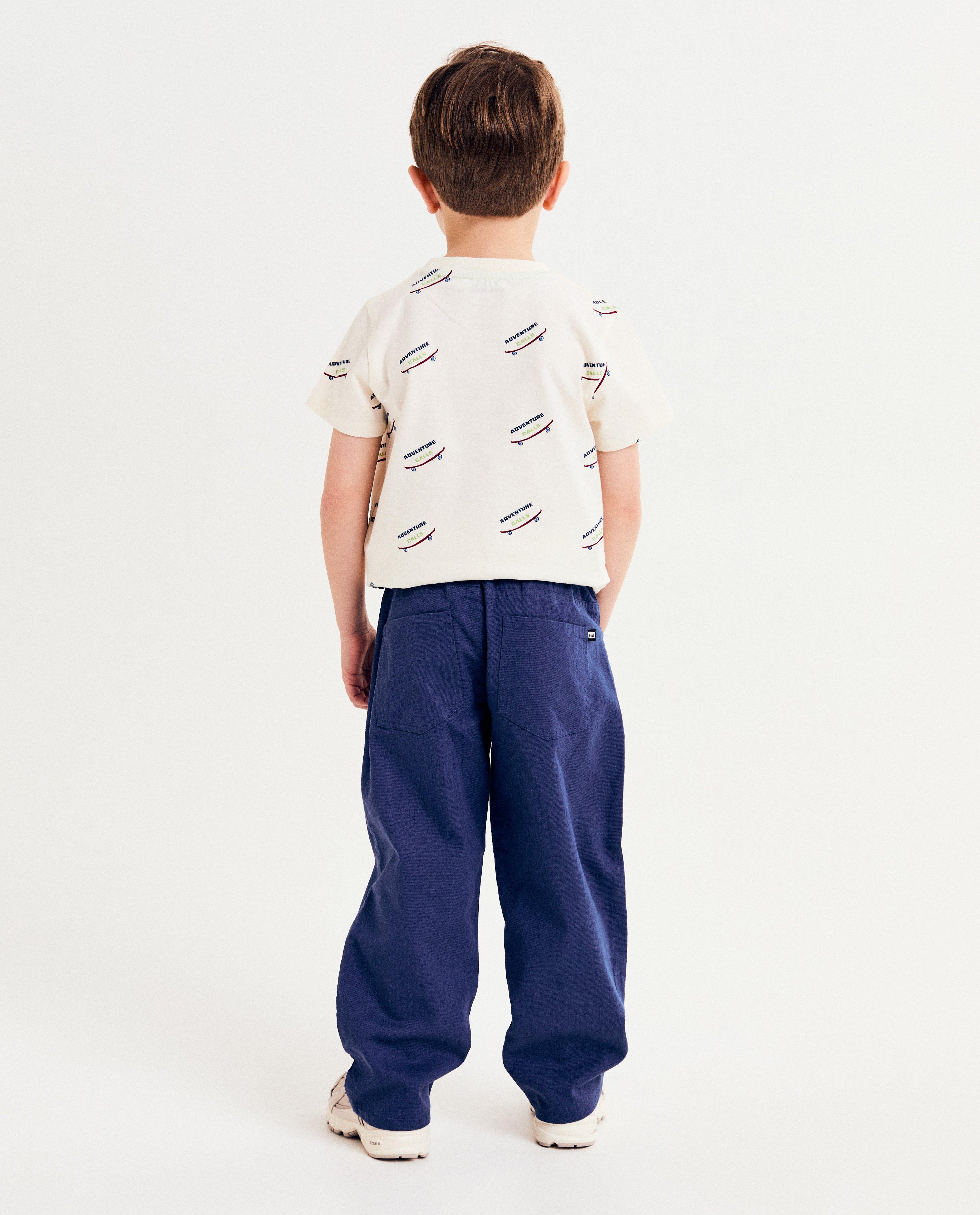 Broeken - Blauwe broek met linnen, loose fit