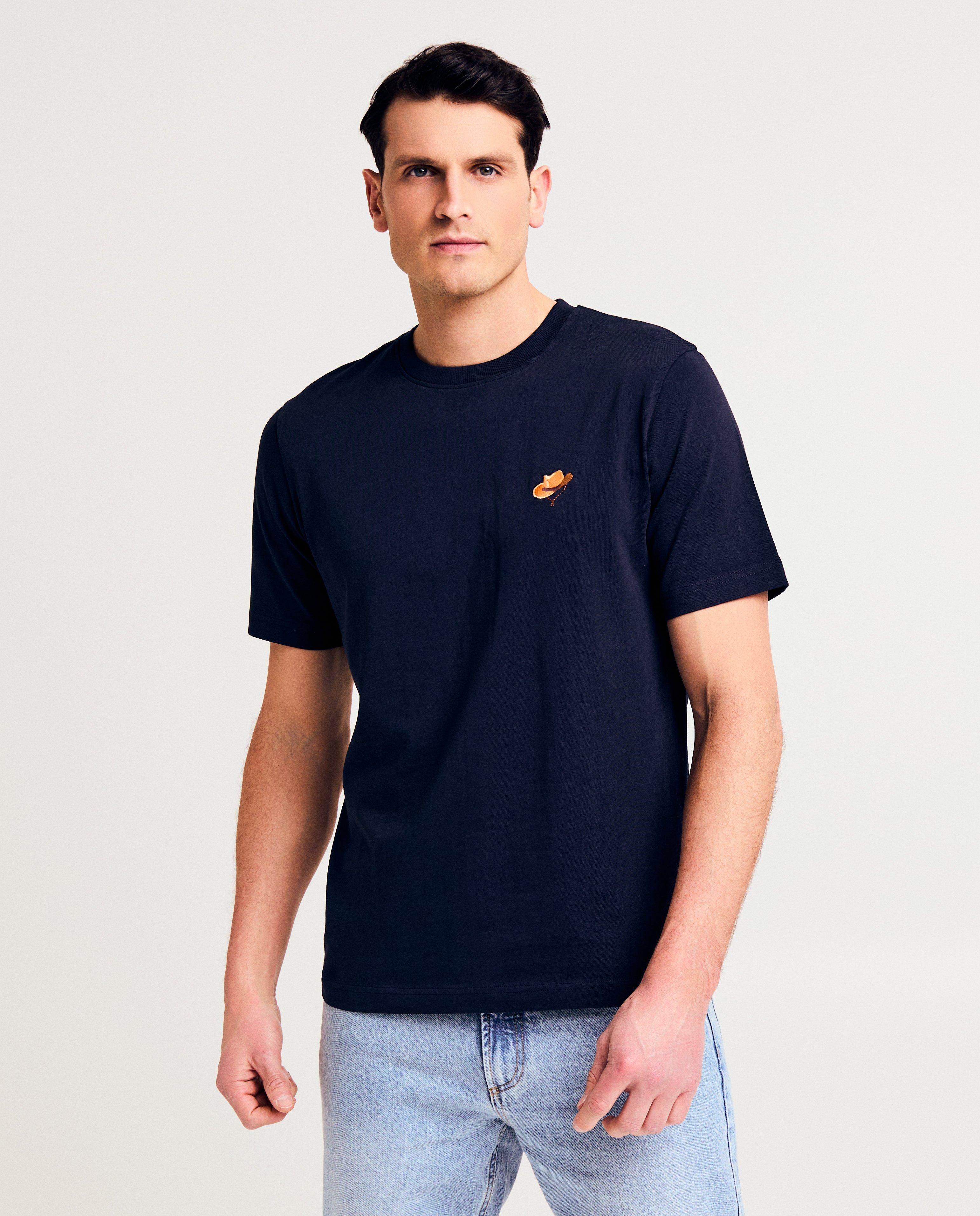 Biokatoenen T-shirt met geborduurd landschap - null - Quarterback