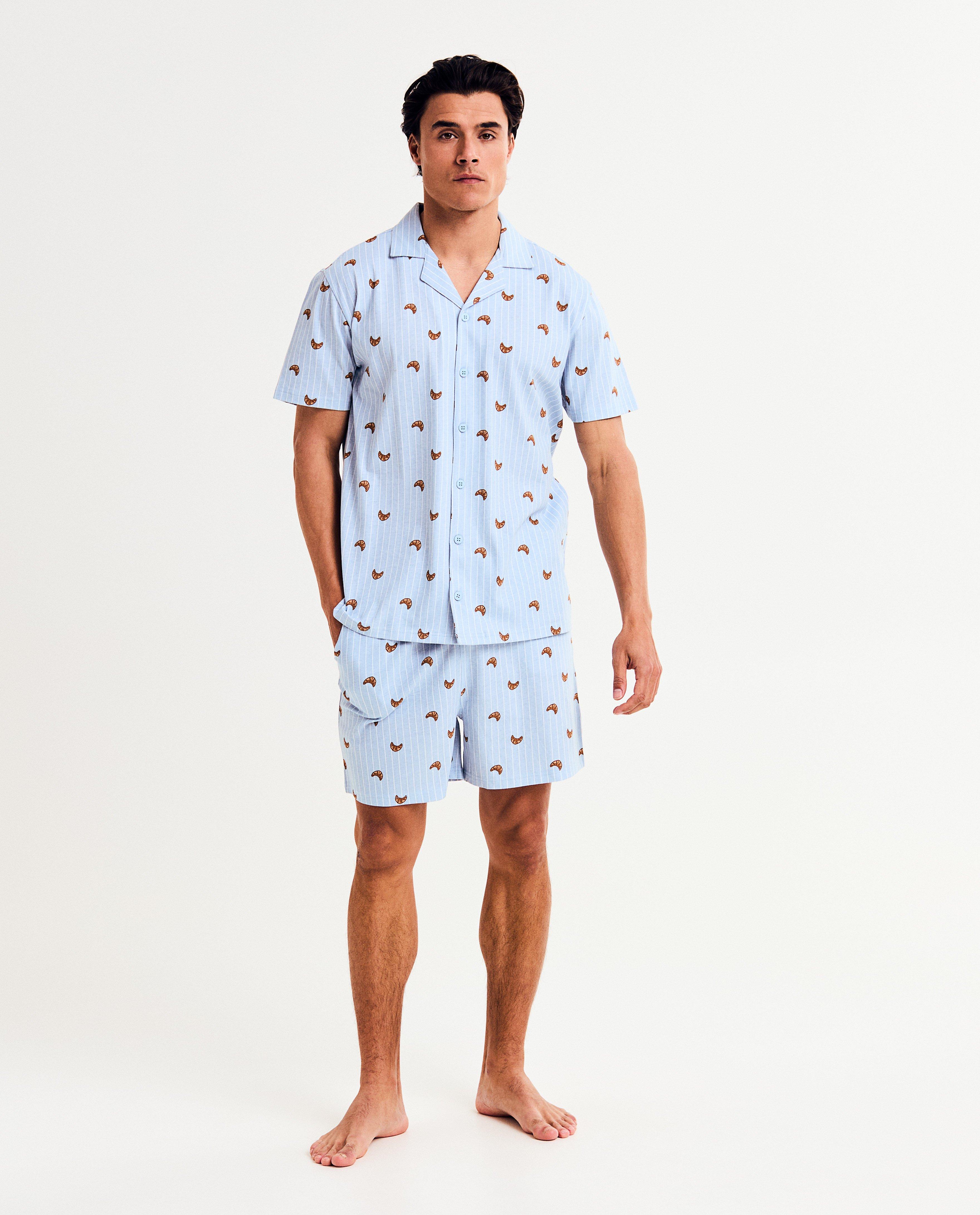 Nachtkleding - Pyjama met print croissants, unisex, S-XXL