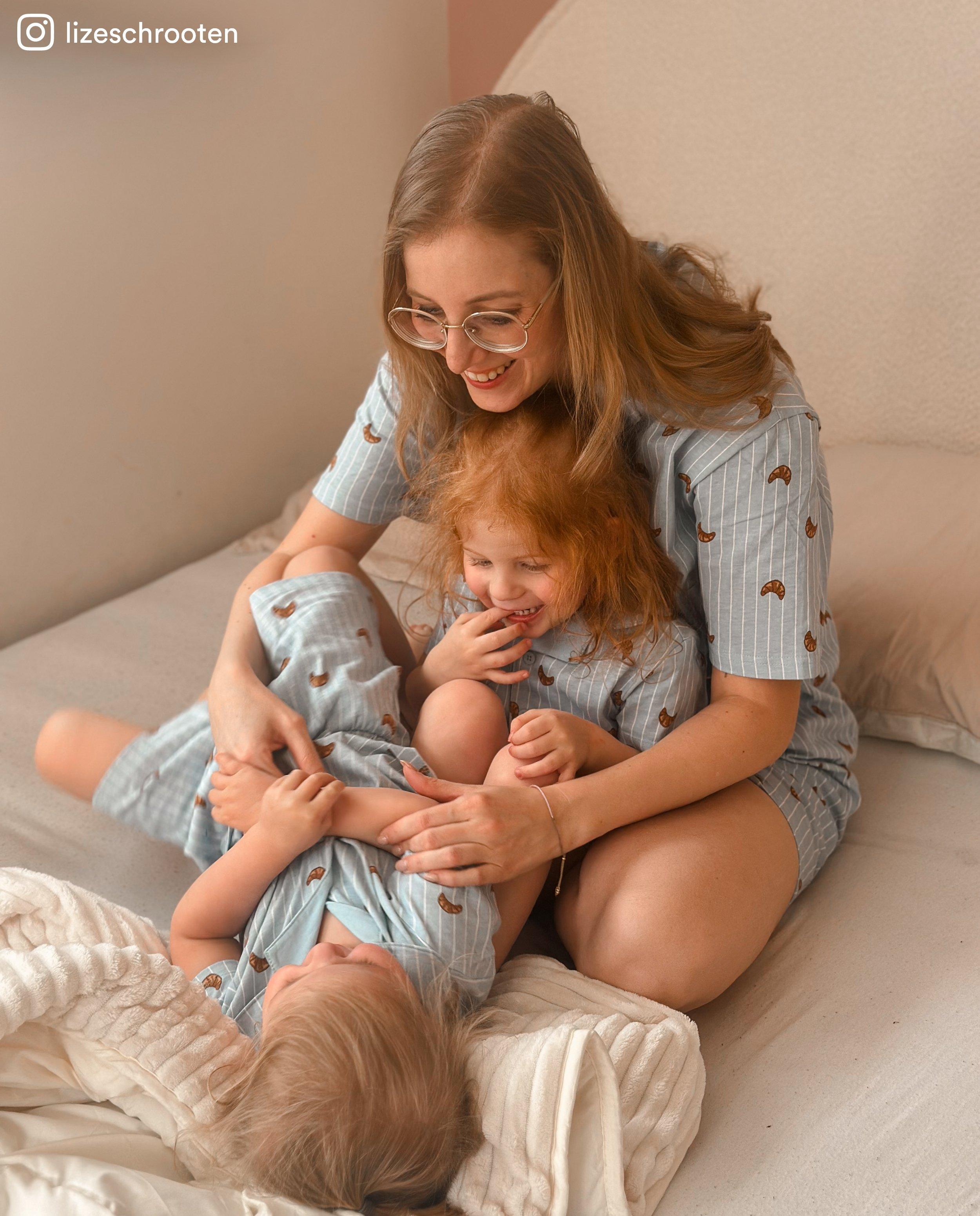 Nachtkleding - Pyjama met print croissants, unisex, S-XXL