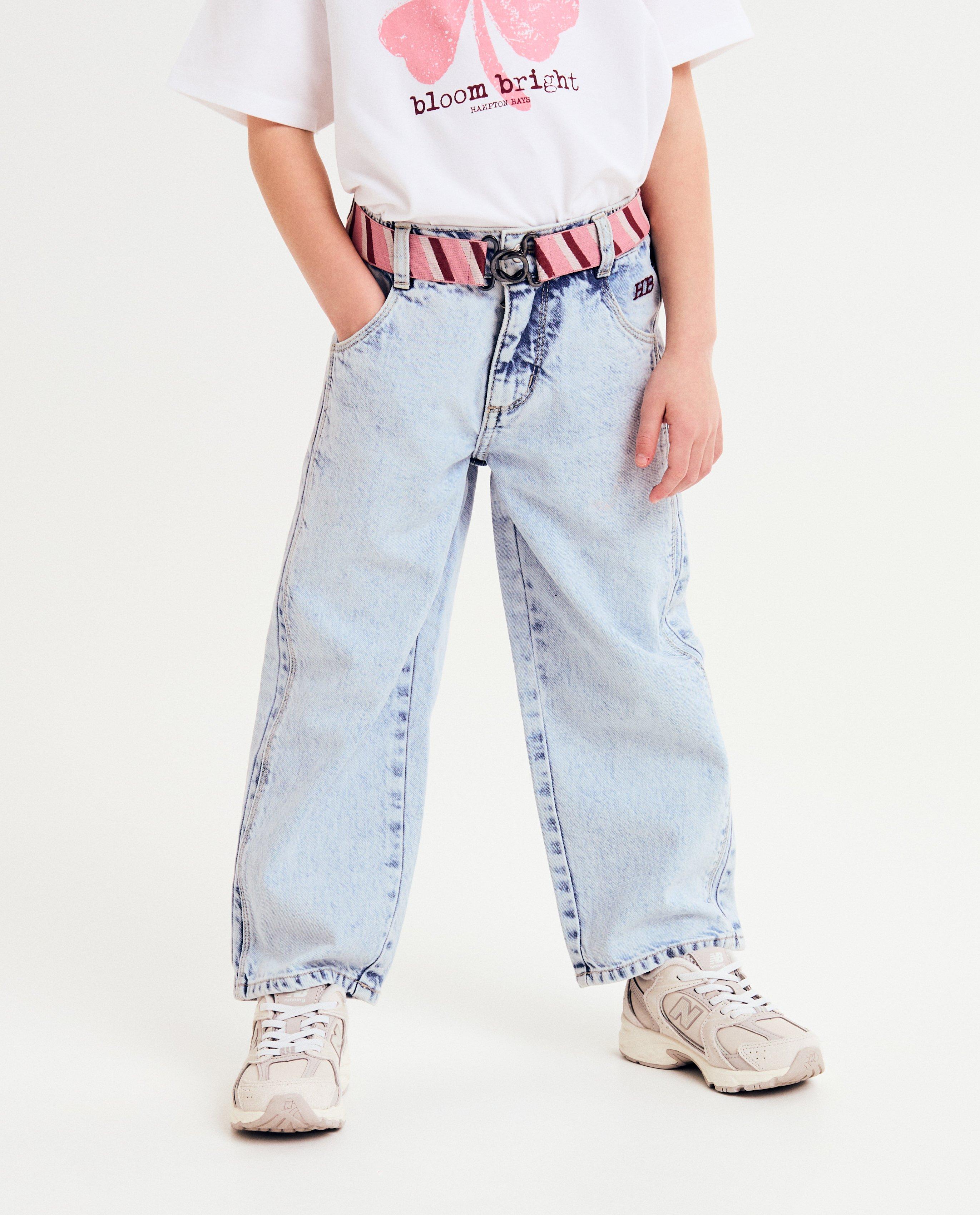 Jeans - Lichtblauwe jeans met riem, straight fit