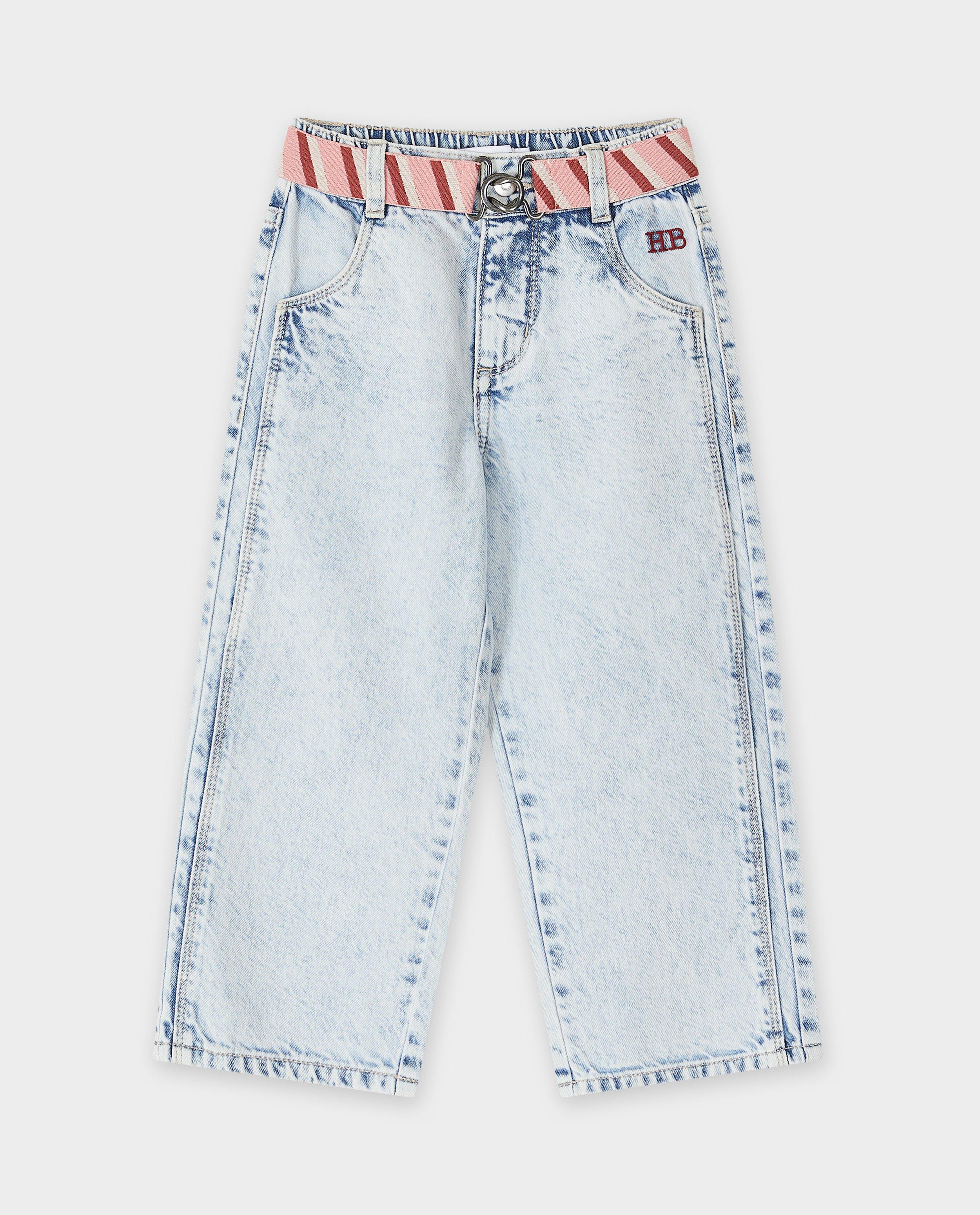 Jeans - Lichtblauwe jeans met riem, straight fit