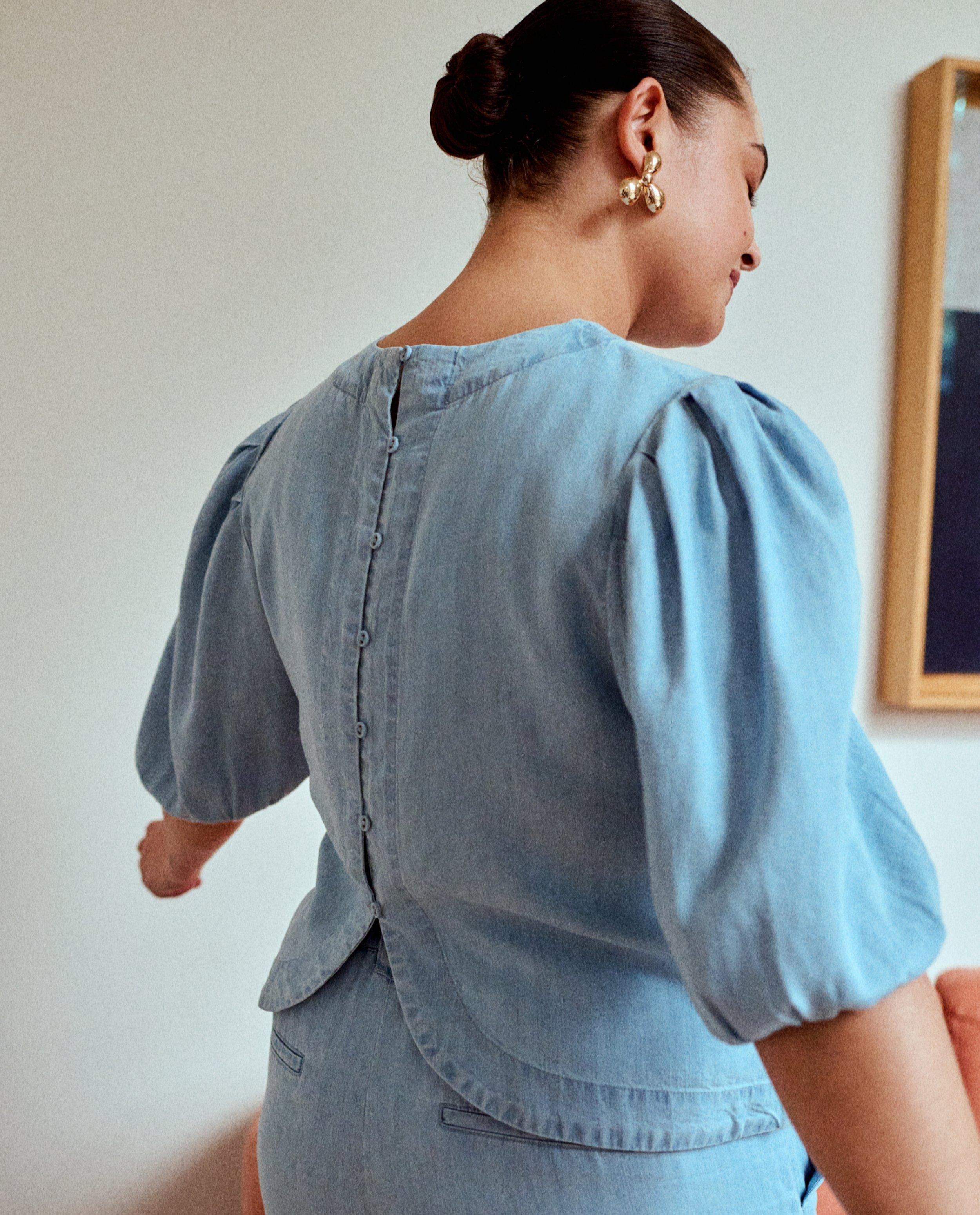 Blauwe blouse met jeanslook - null - Thelma & Louise