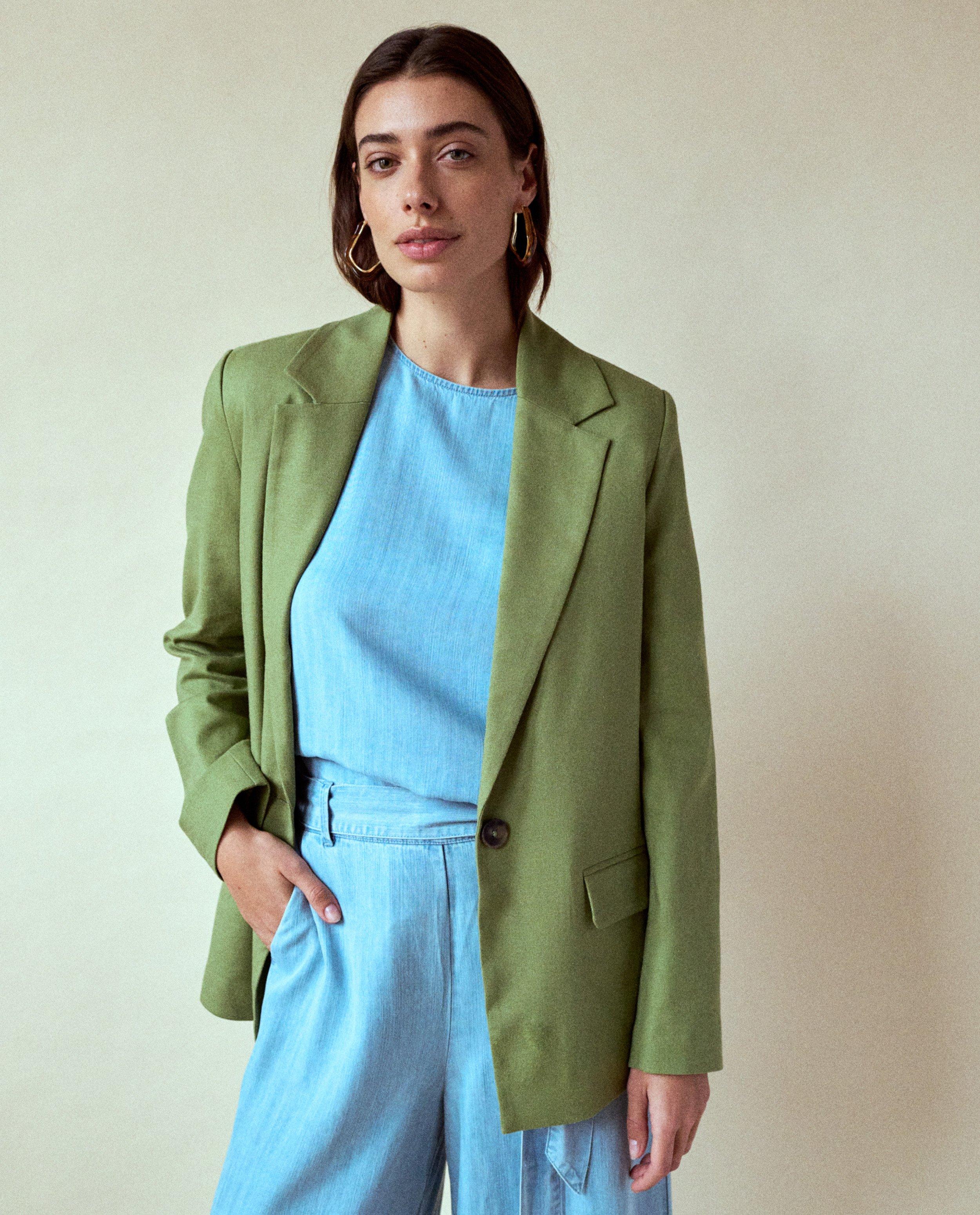 Blazers - Groene blazer, loose fit