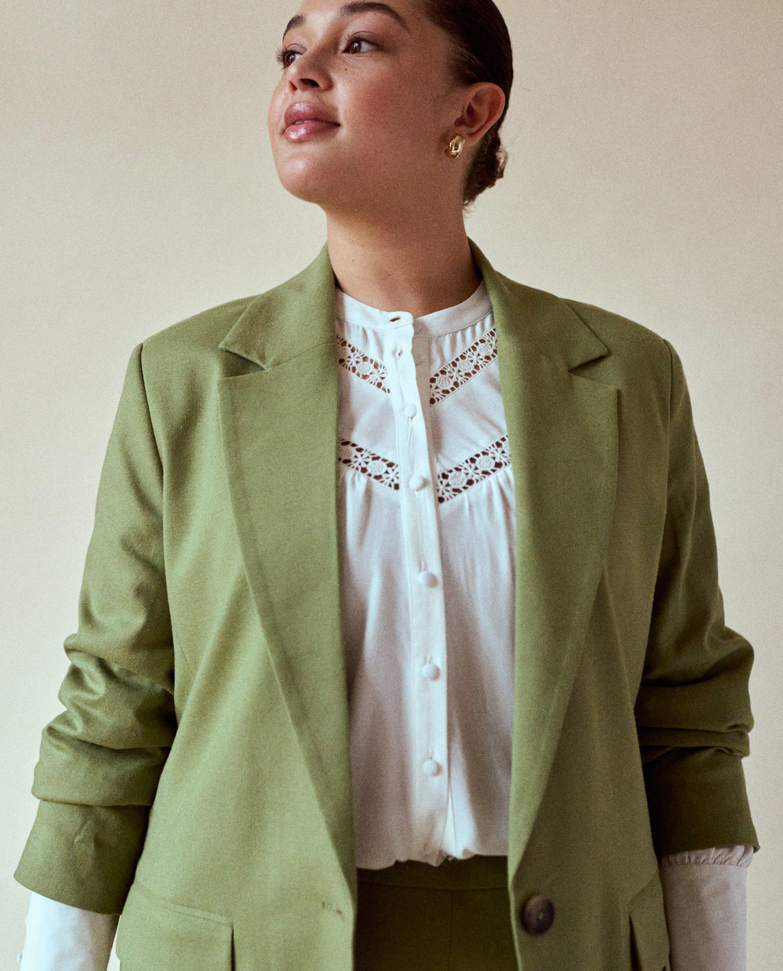 Blazers - Groene blazer, loose fit