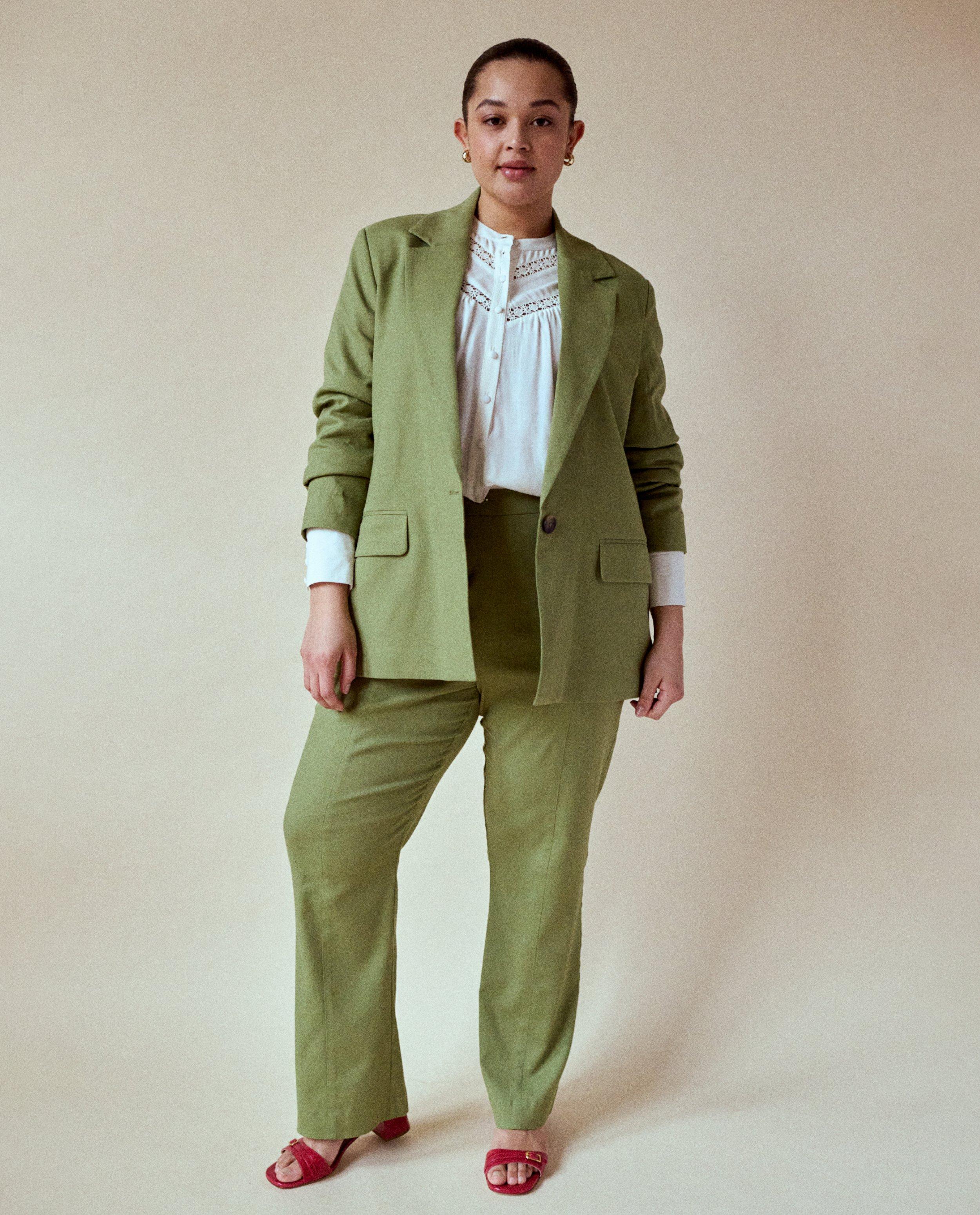 Blazers - Groene blazer, loose fit