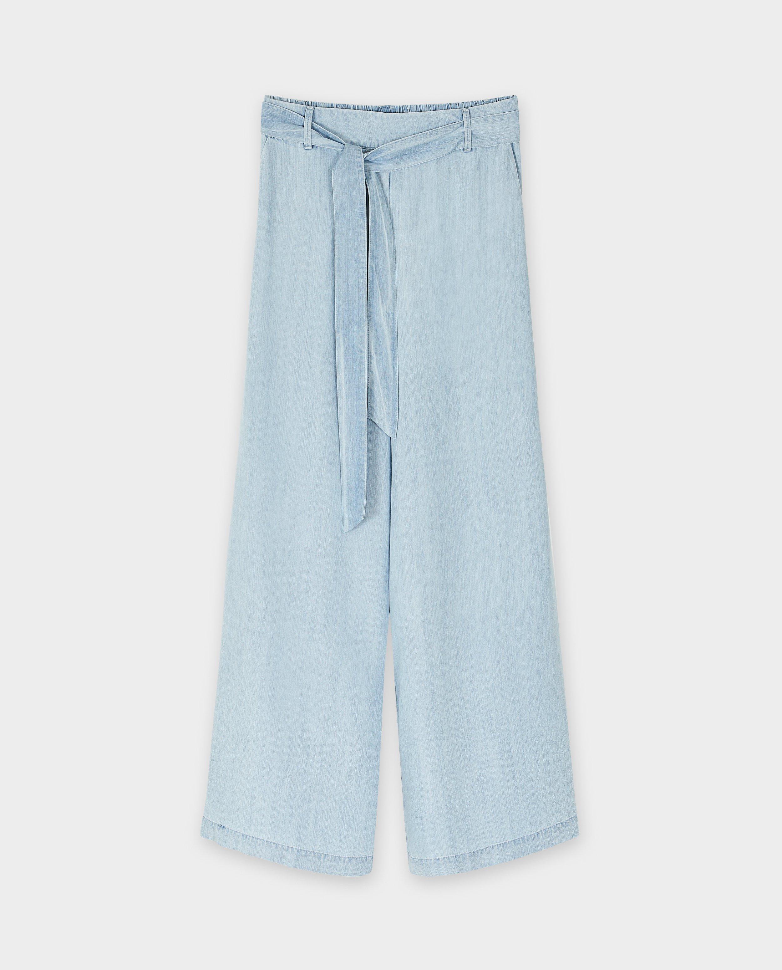 Broeken - Blauwe broek, wide leg fit