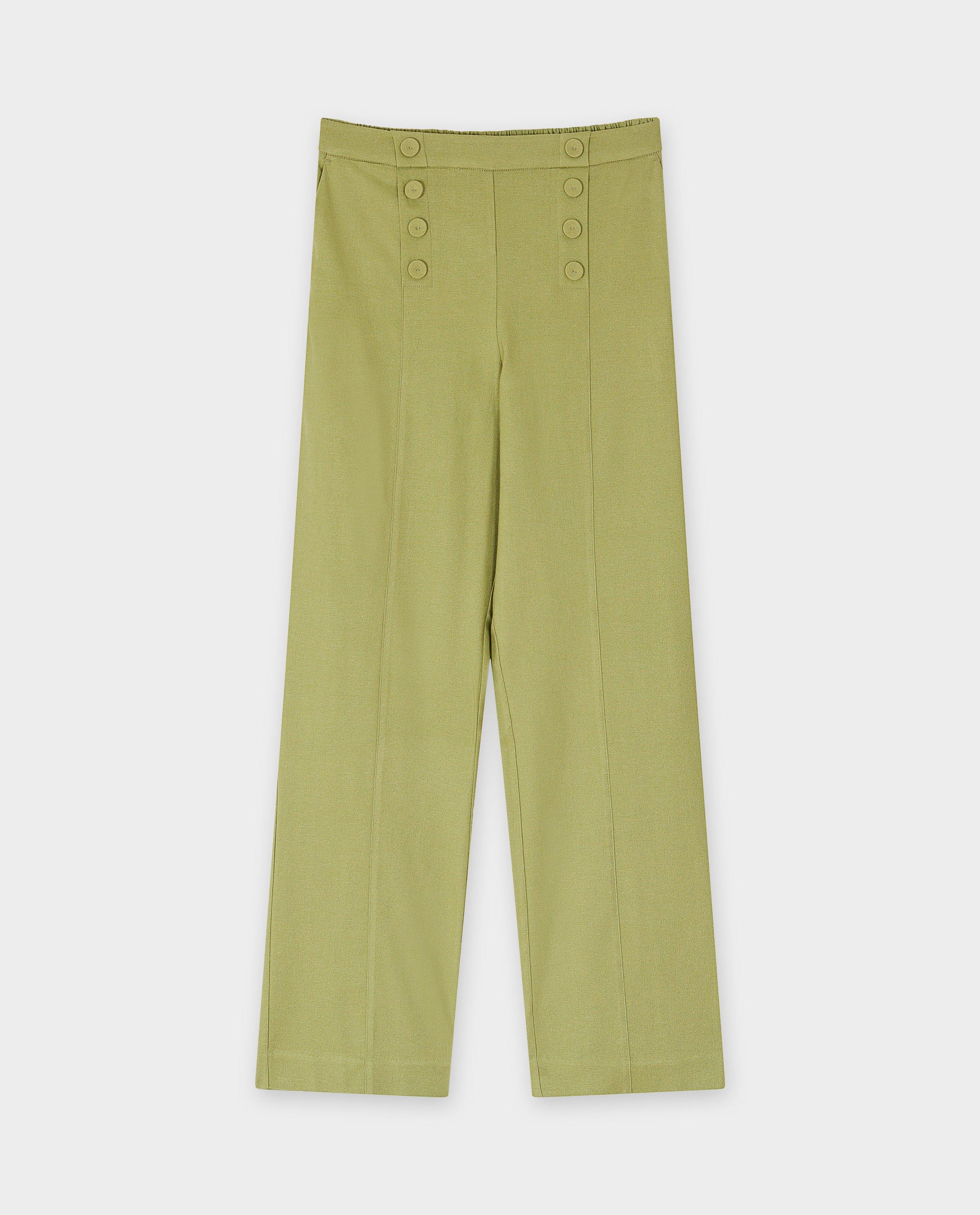 Broeken - Groene broek, wide leg fit