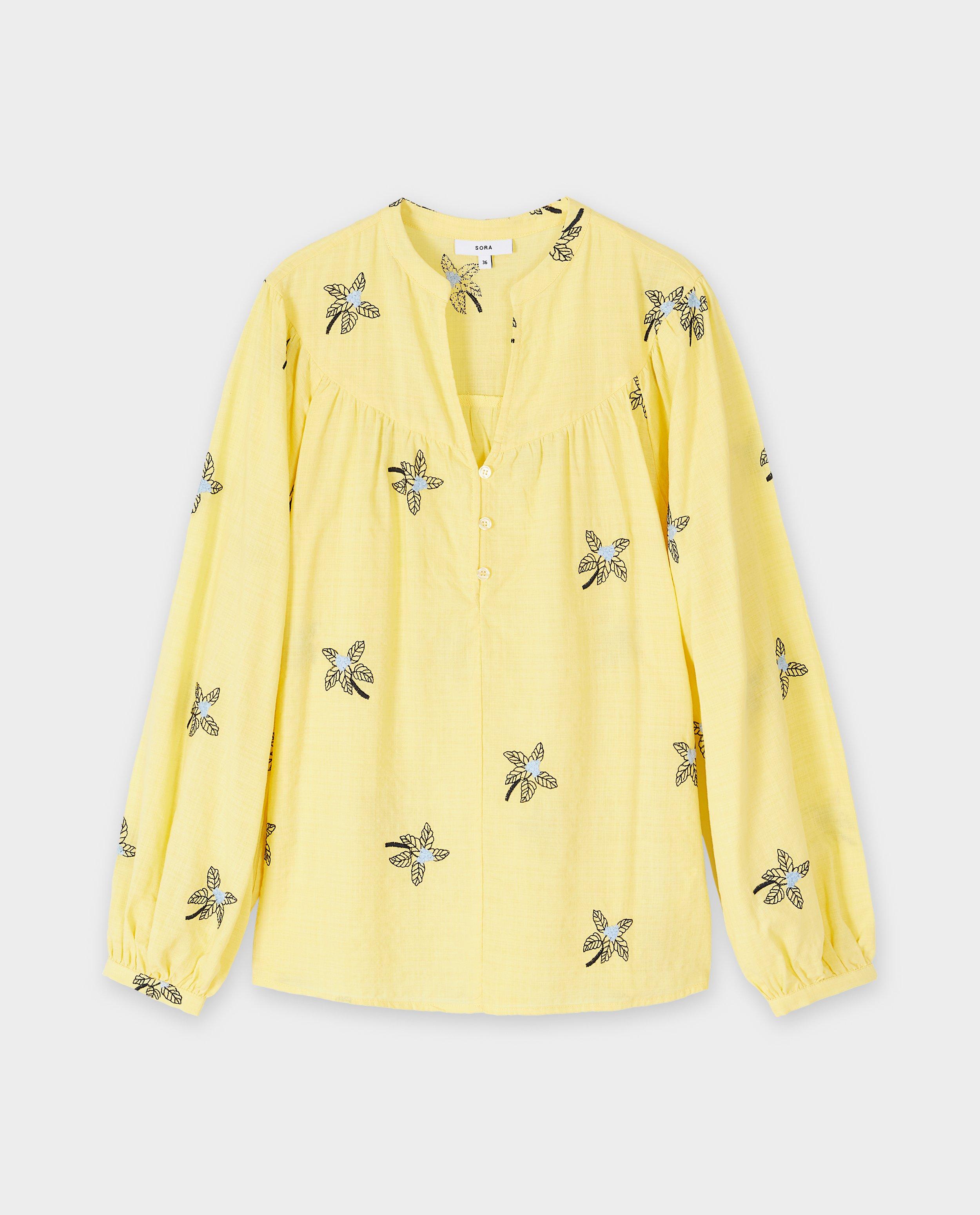 Hemden - Blouse met geborduurde bloemen