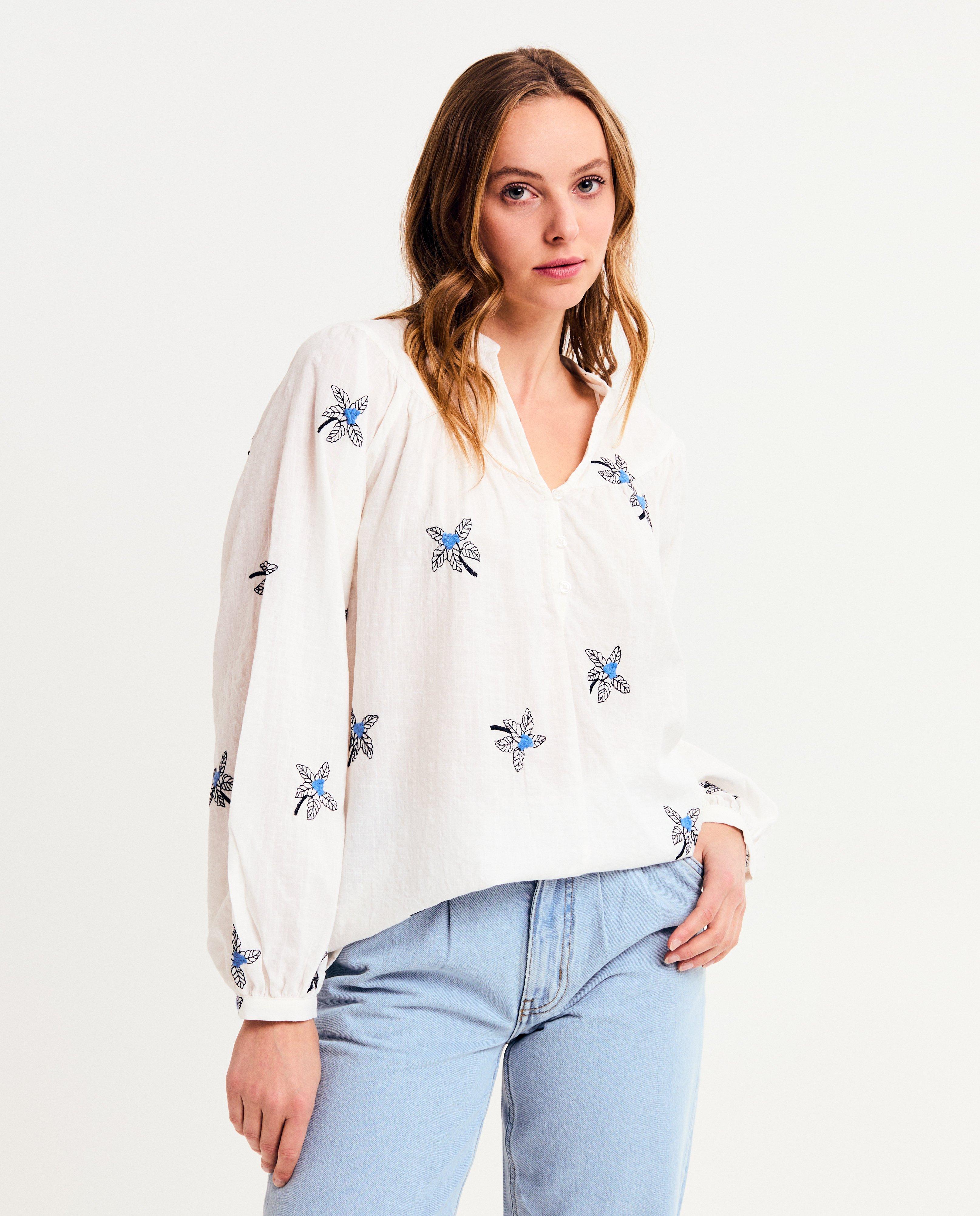 Blouse met geborduurde bloemen - null - Sora