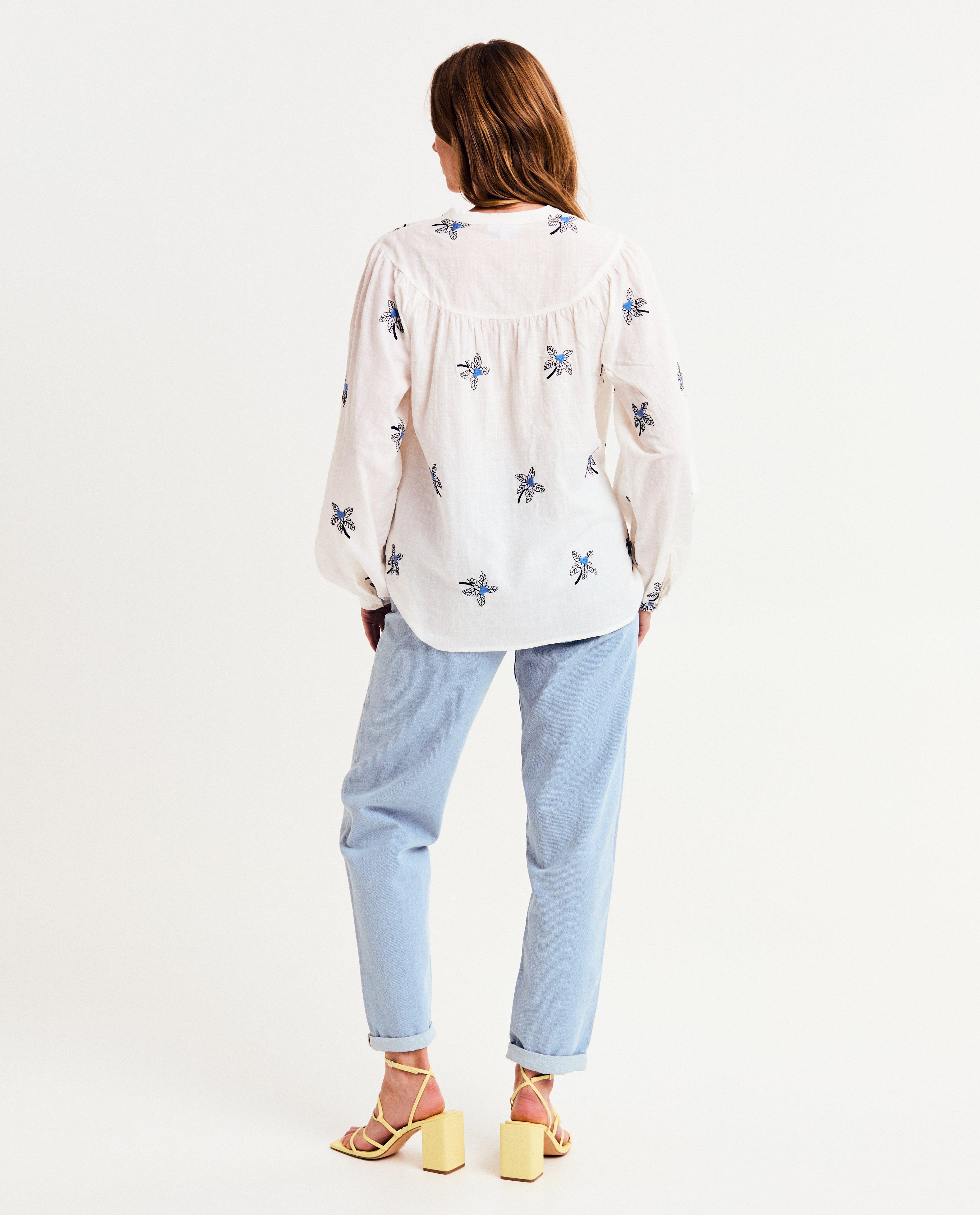 Hemden - Blouse met geborduurde bloemen