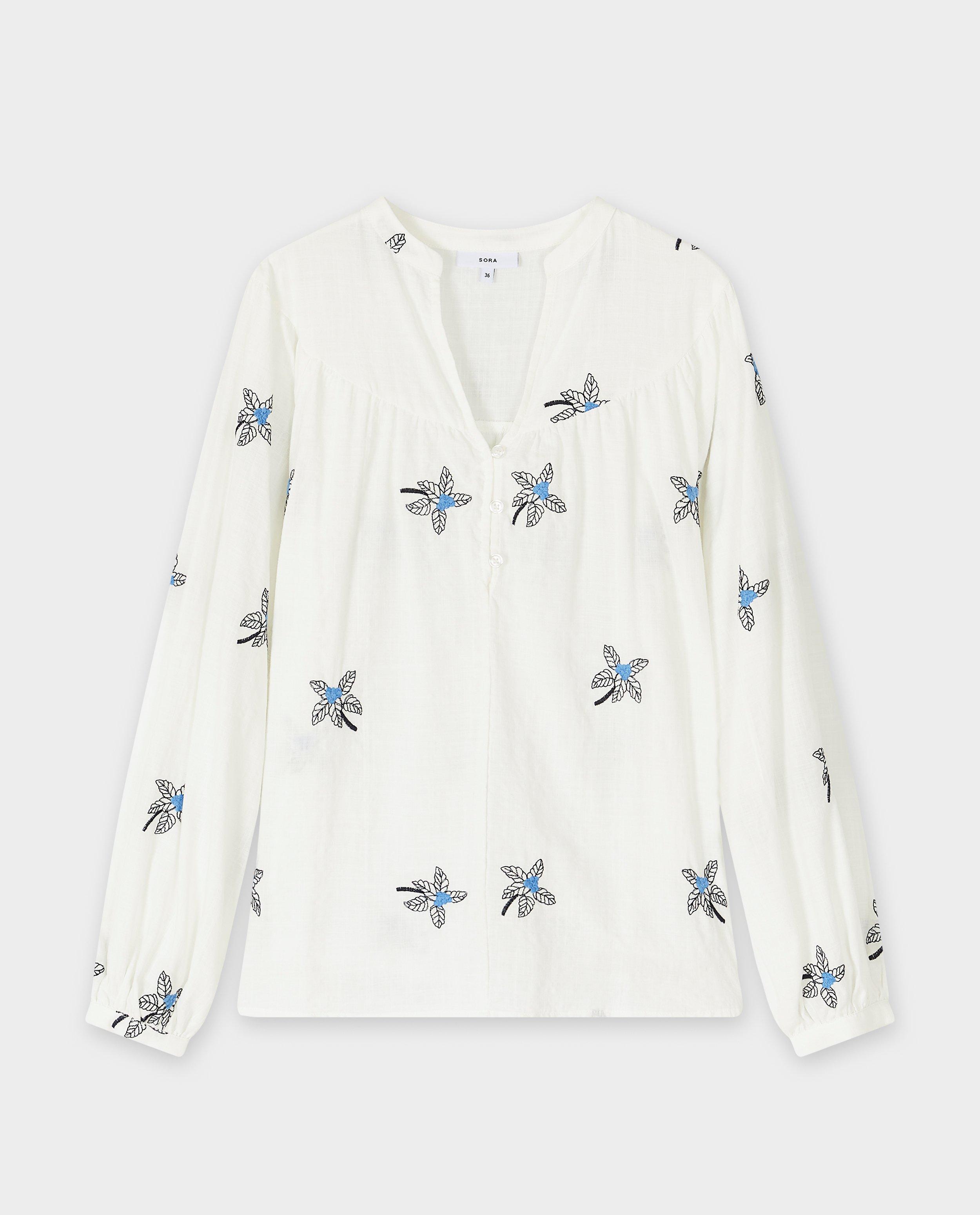 Hemden - Blouse met geborduurde bloemen