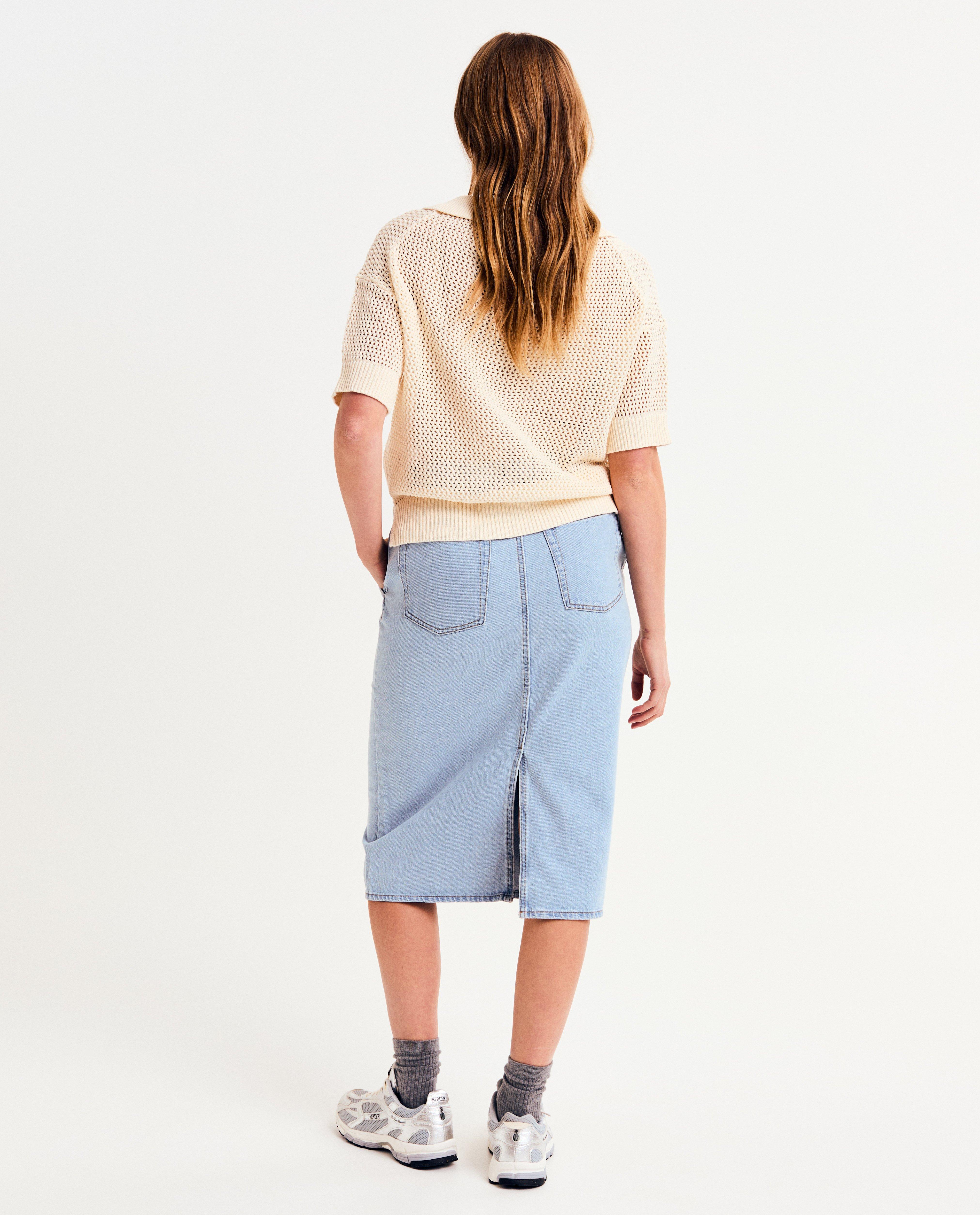 Rokken - Lichtblauwe jeansrok, straight fit