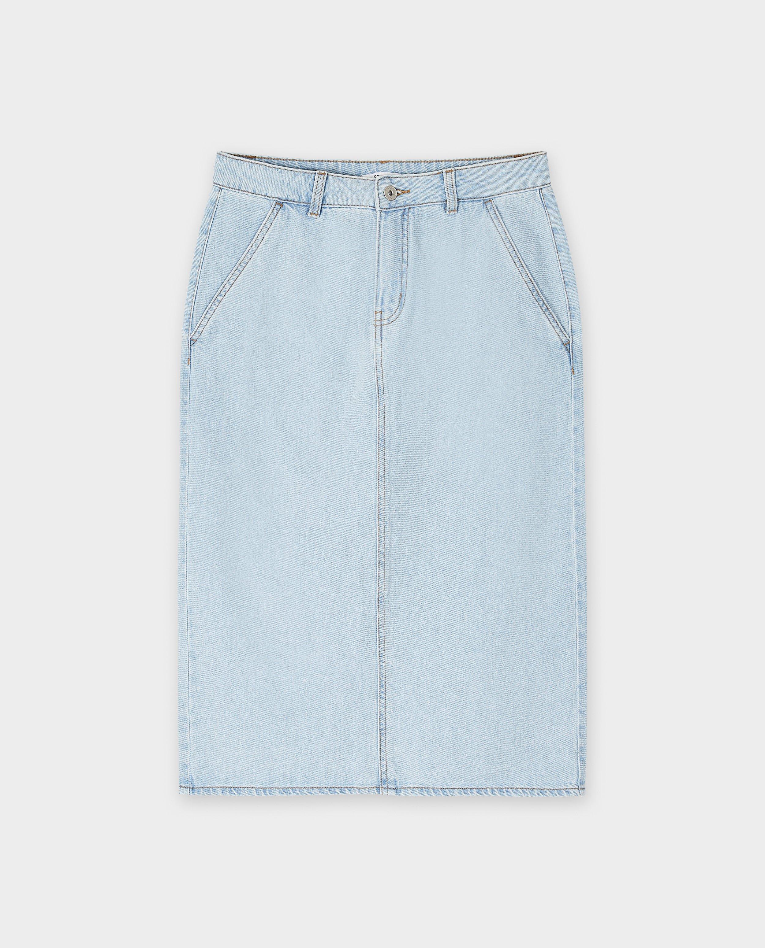 Rokken - Lichtblauwe jeansrok, straight fit