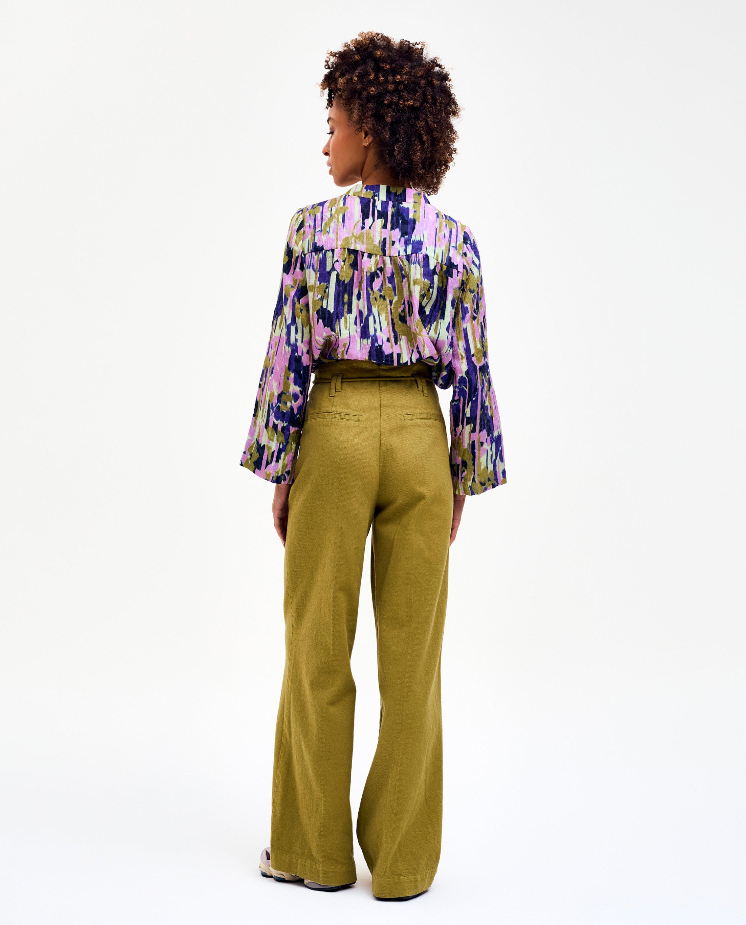 Broeken - Groene broek, straight fit