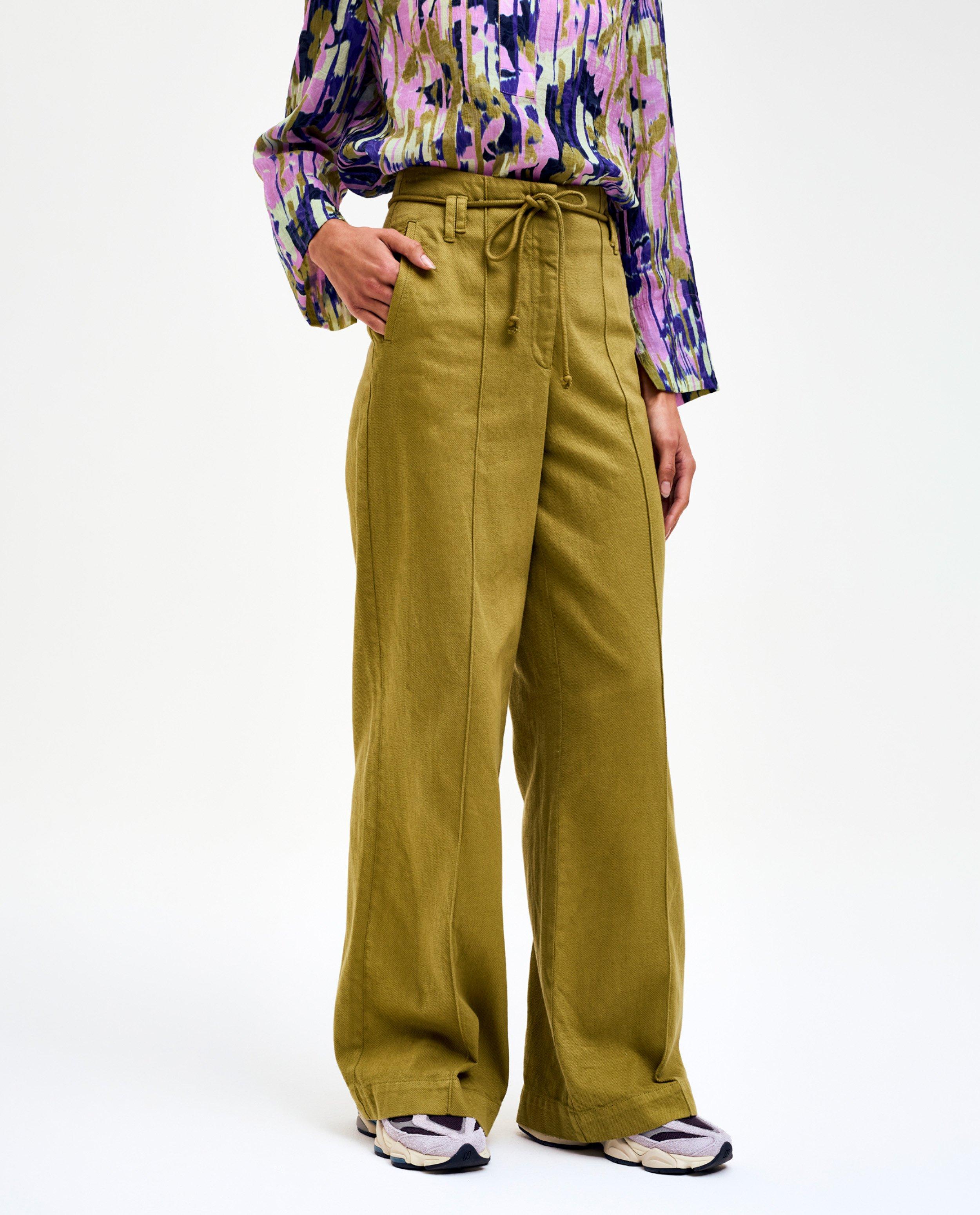 Broeken - Groene broek, straight fit