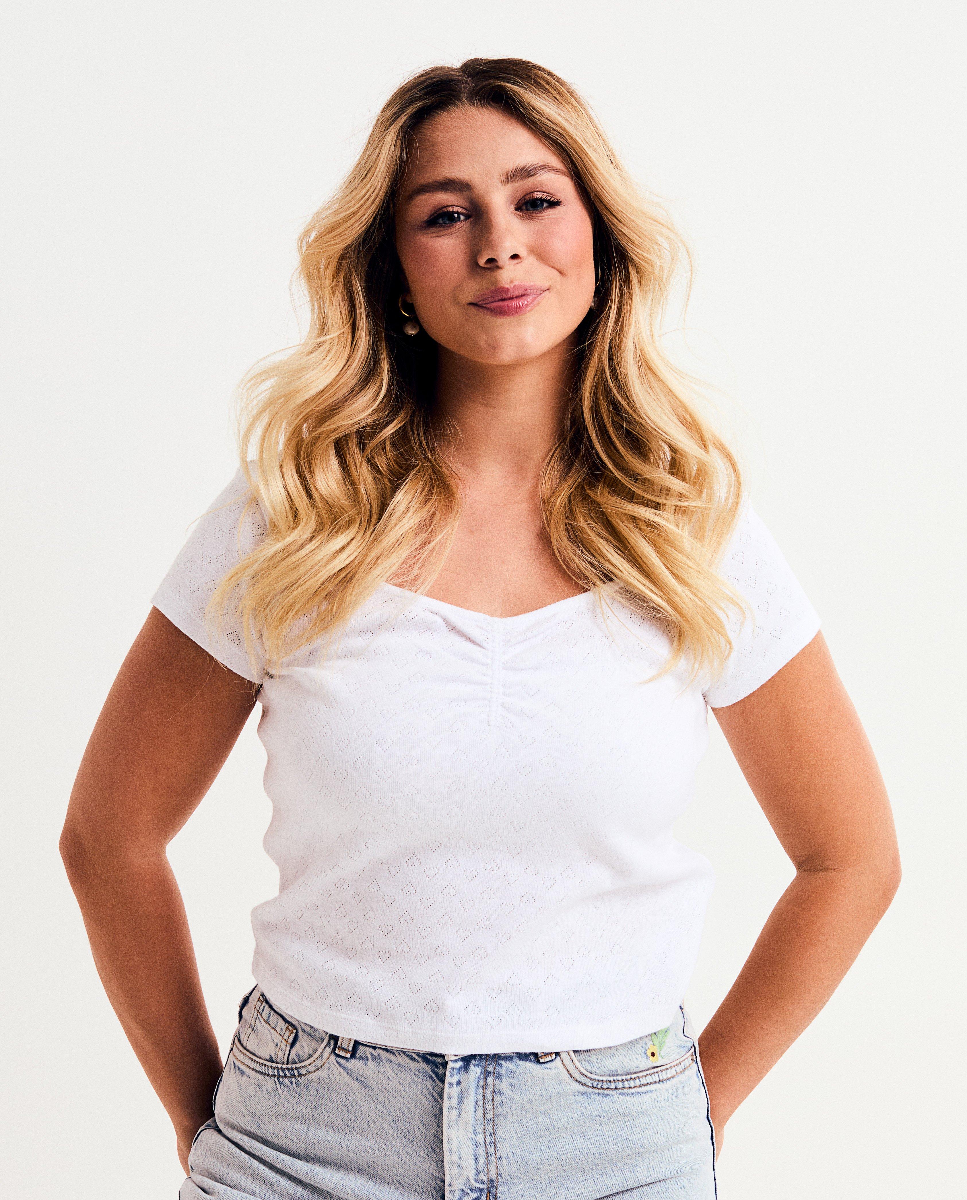 T-shirt met ajour, XS-L - null - Steffi Mercie