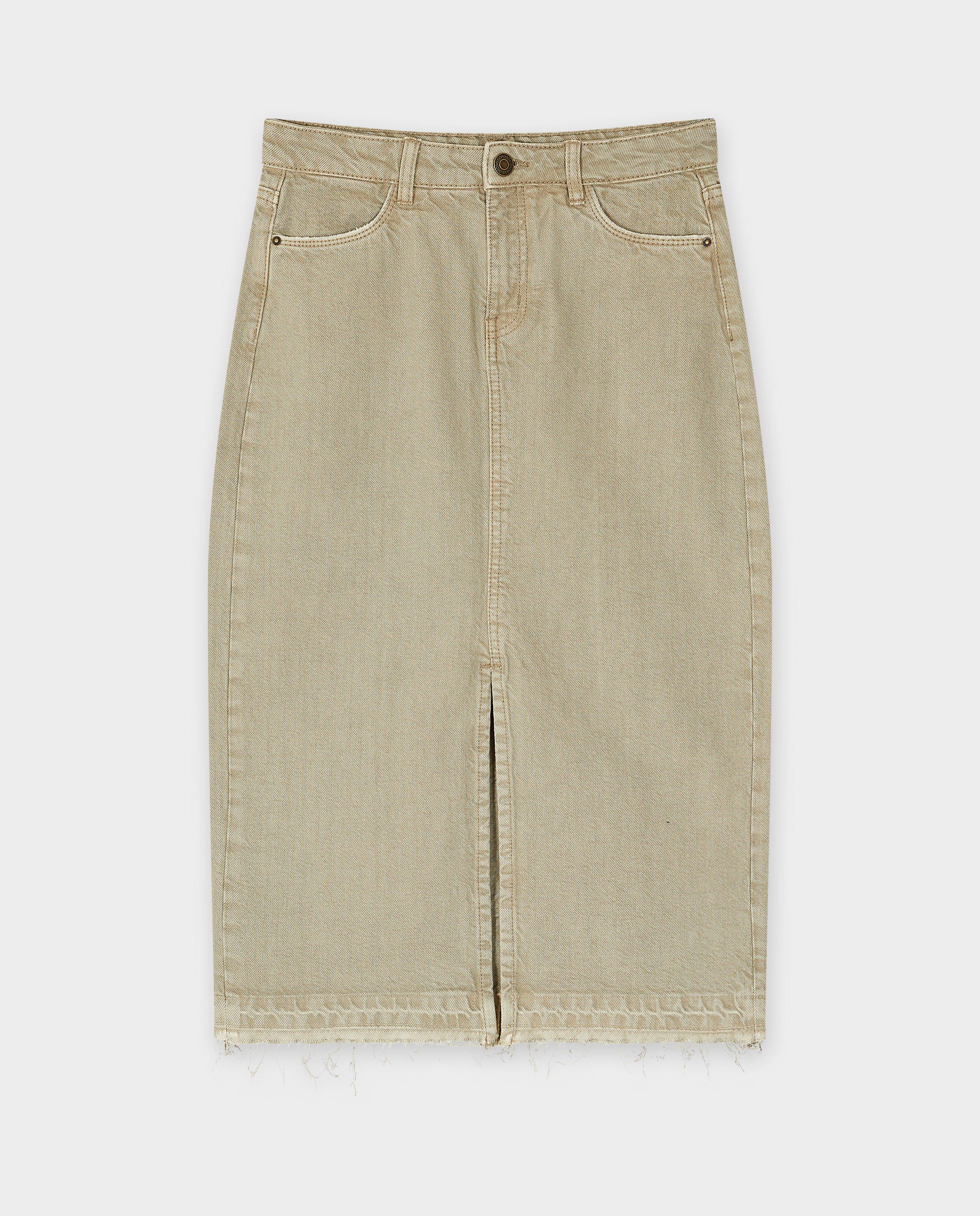 Rokken - Groene jeansrok met rafels