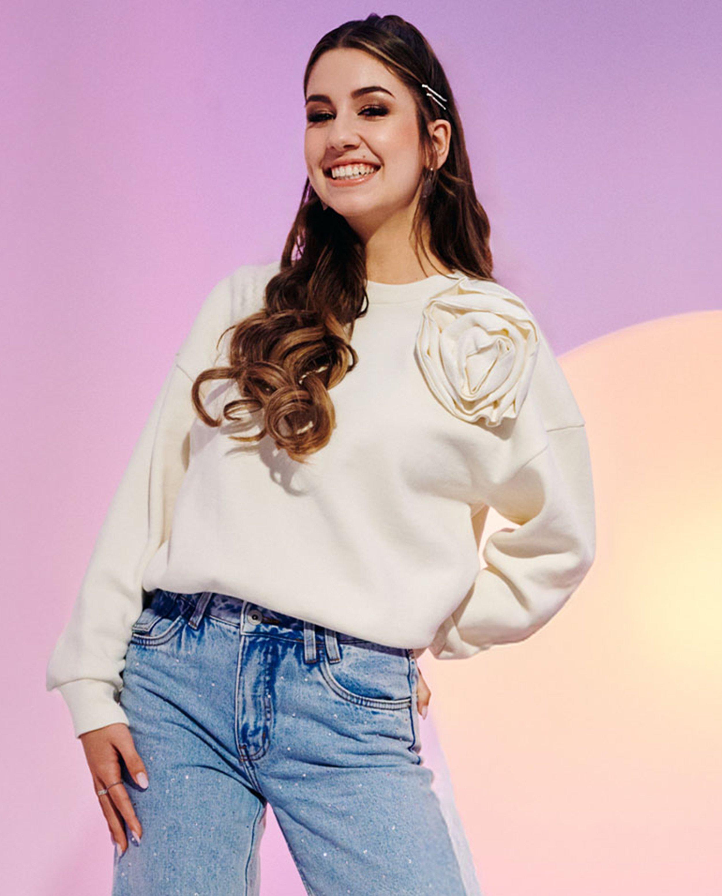 Sweater met bloem, 116-164 - null - Like Me