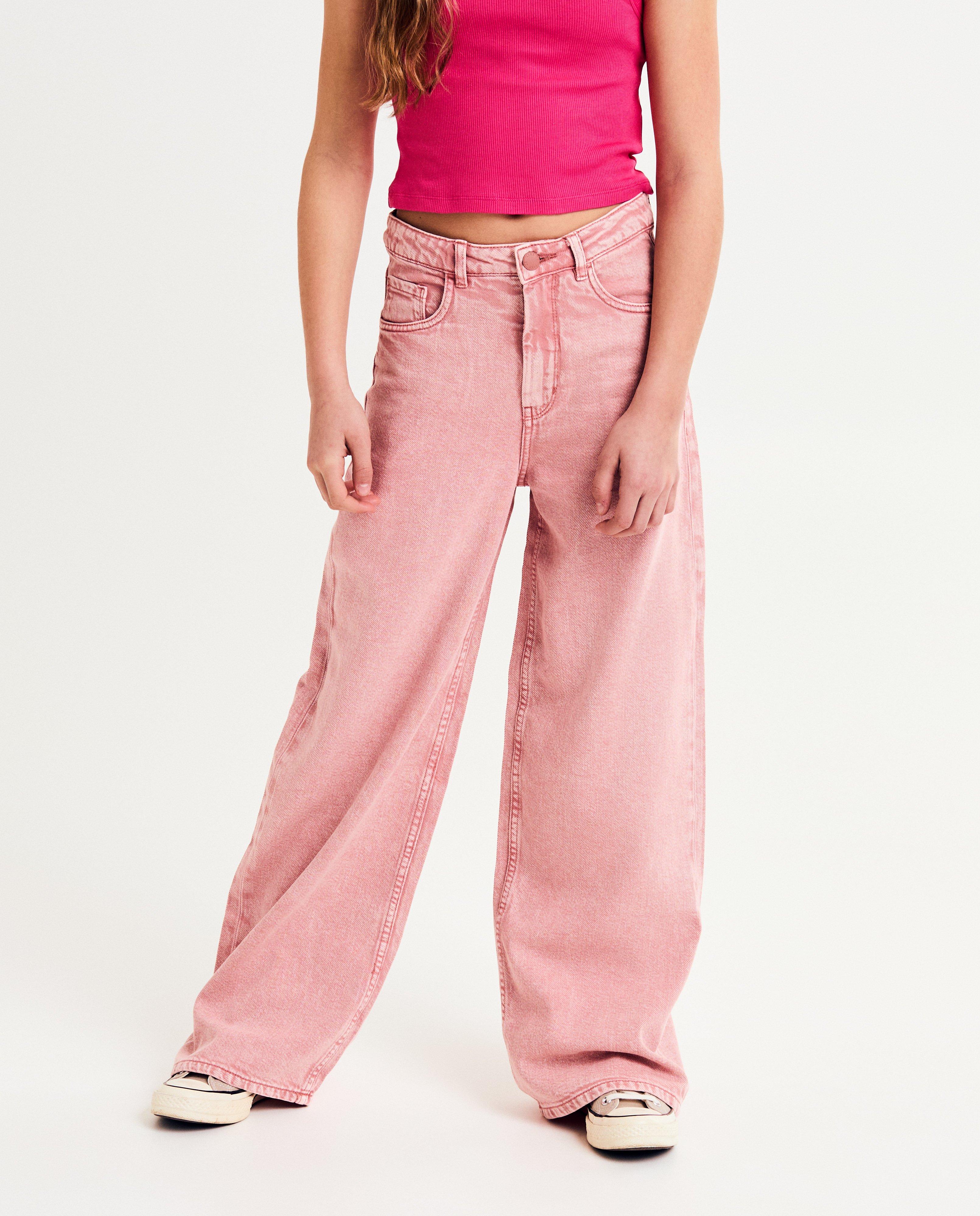 Broeken - Roze broek, wide fit, 116-164