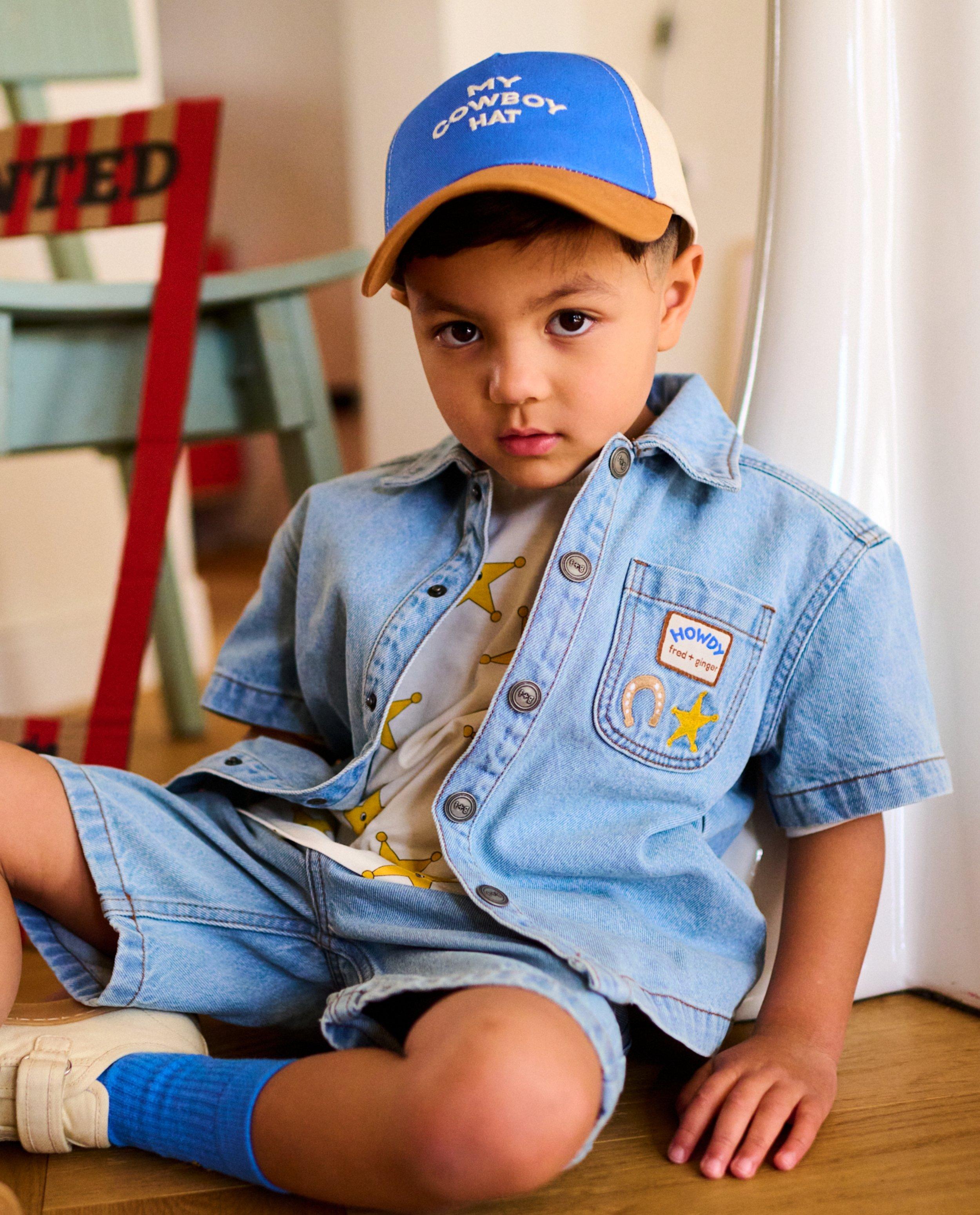 Chemise bleue en jeans, unisexe, 92-128 - D&eacute;tails du produit - bleu clair - image num&eacute;ro 1