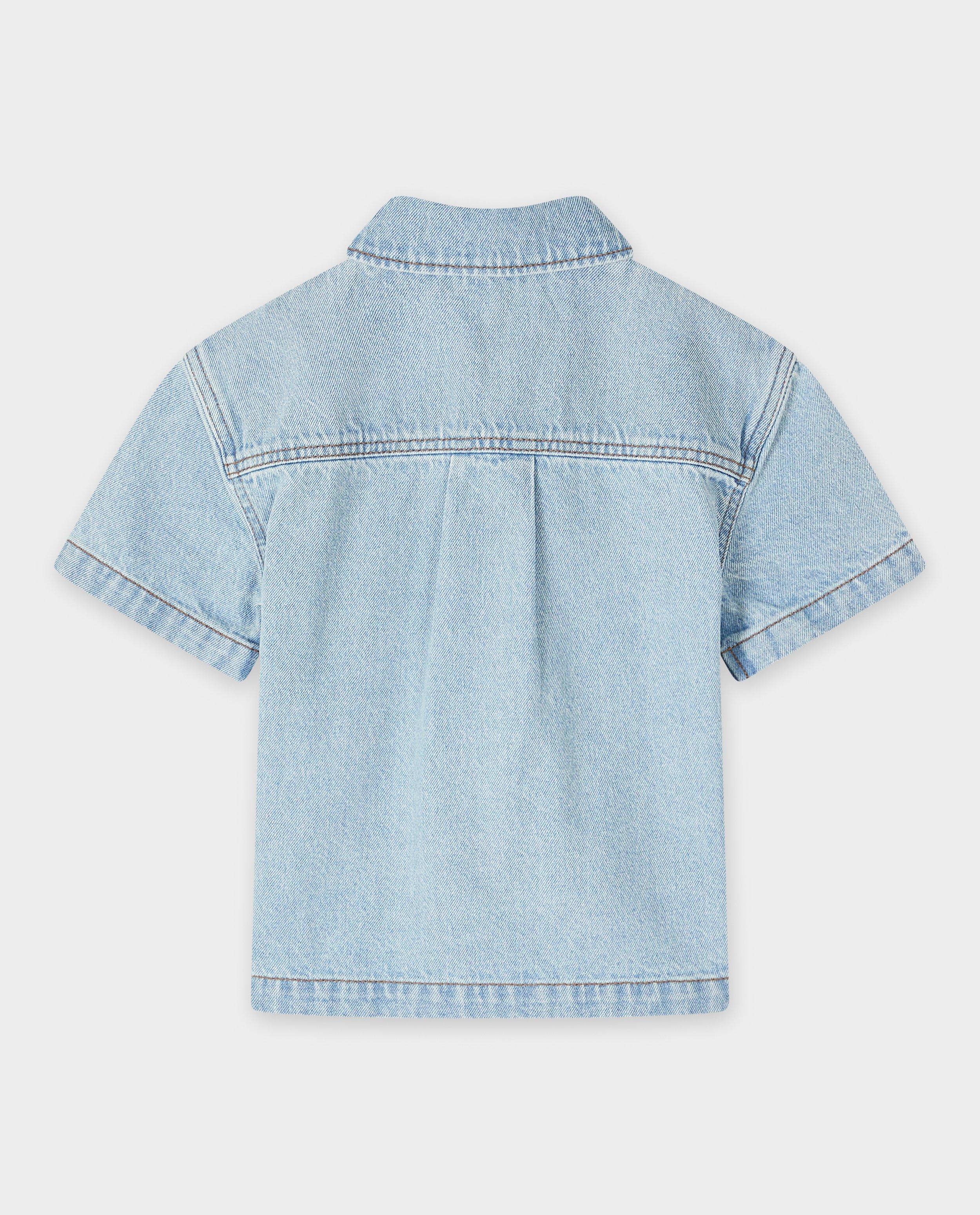 Chemise bleue en jeans, unisexe, 92-128 - D&eacute;tails du produit - bleu clair - image num&eacute;ro 6