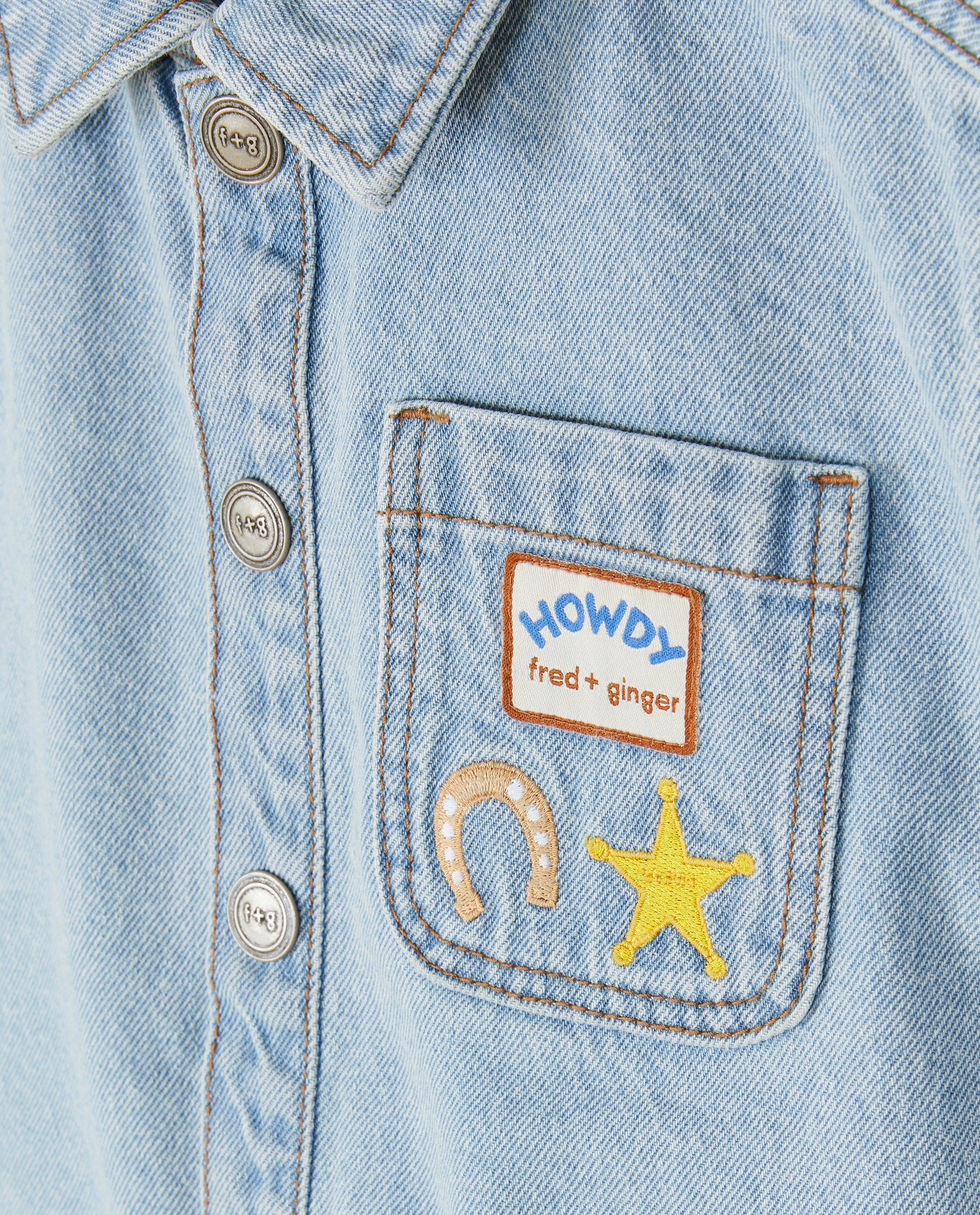 Chemise bleue en jeans, unisexe, 92-128 - D&eacute;tails du produit - bleu clair - image num&eacute;ro 7