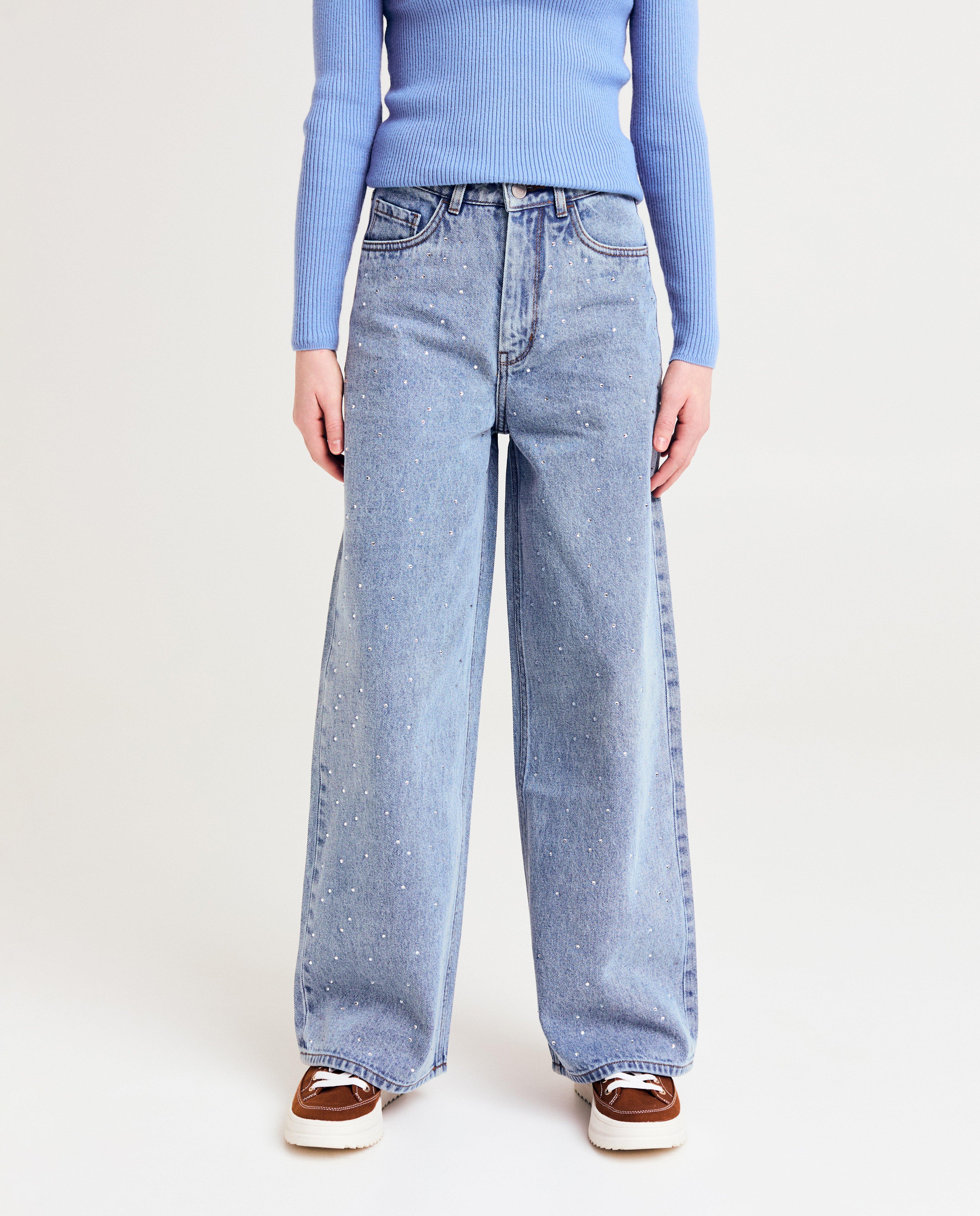 Jeans - Jeans met strass-steentjes, wide fit, 116-164