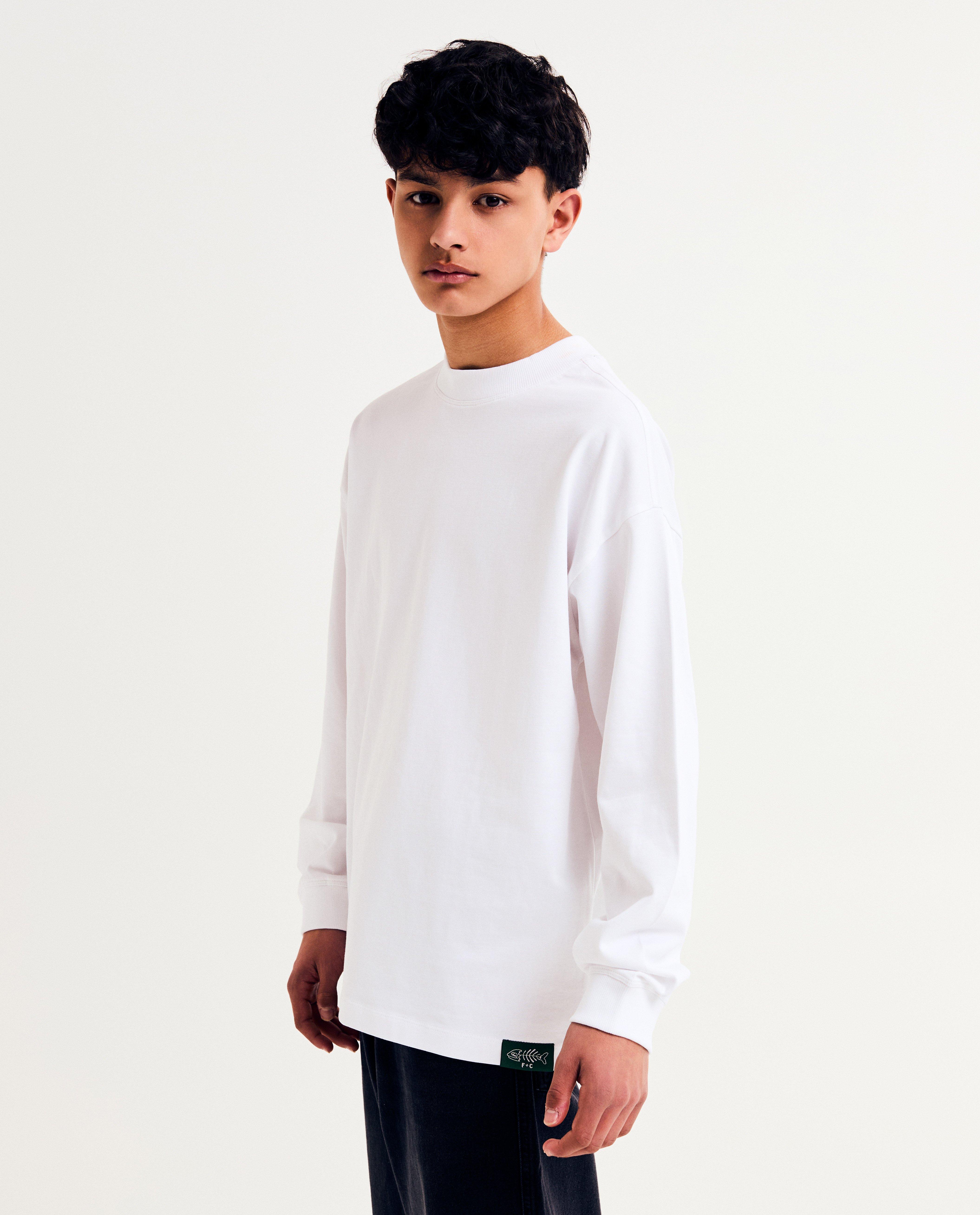 Witte longsleeve, loose fit, XXXS-L - null - Fish & Chips