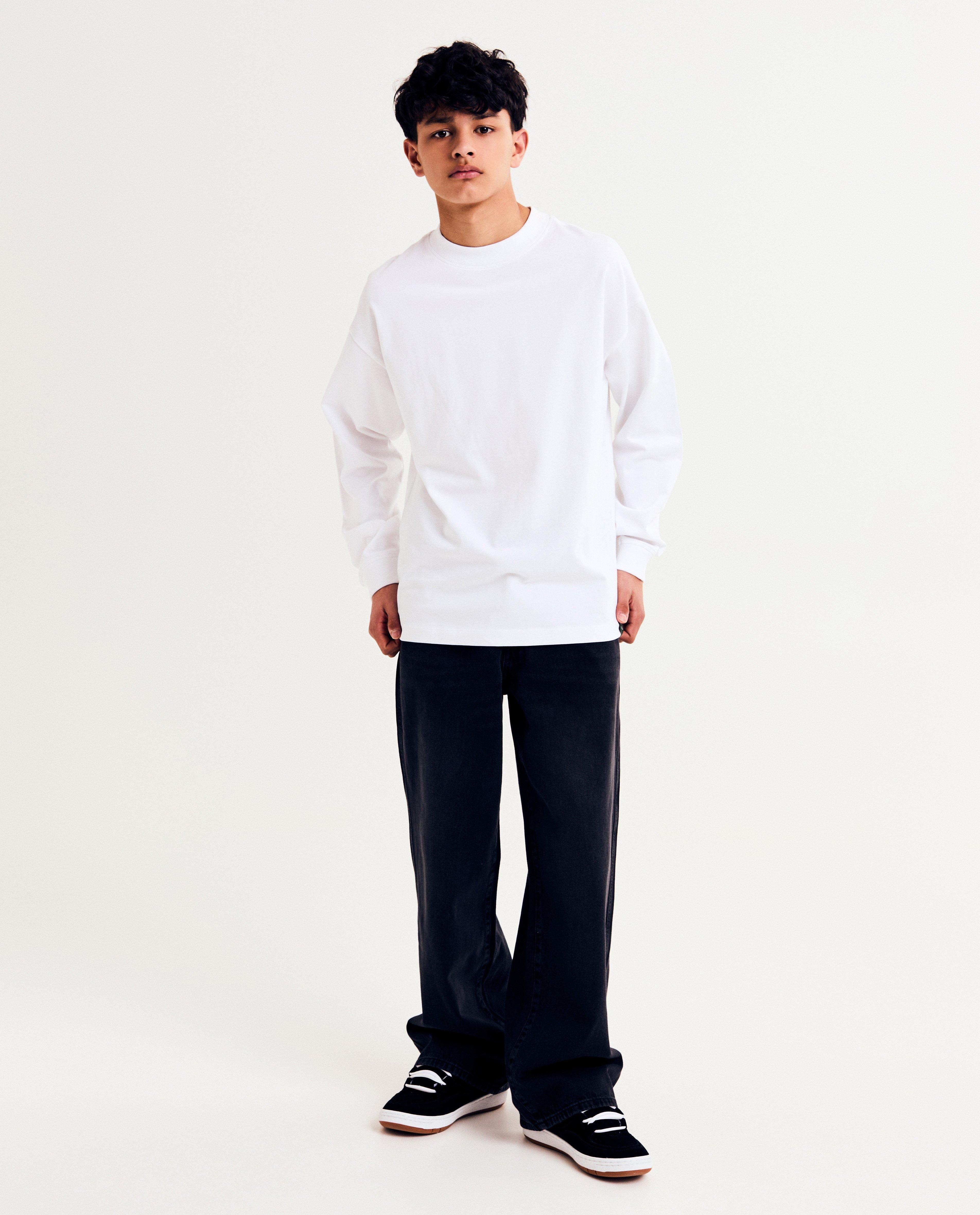 T-shirts - Witte longsleeve, loose fit, XXXS-L