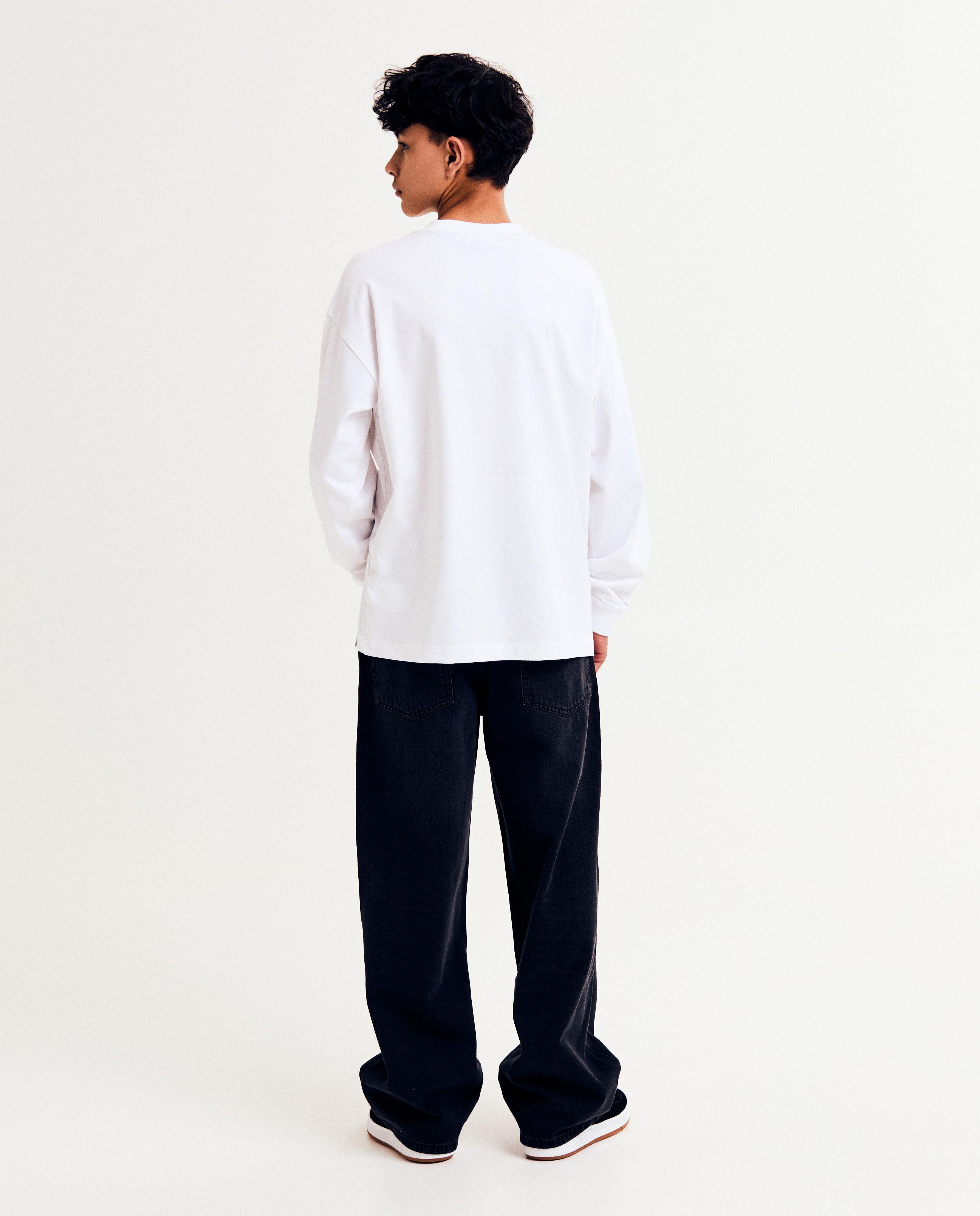 T-shirts - Witte longsleeve, loose fit, XXXS-L