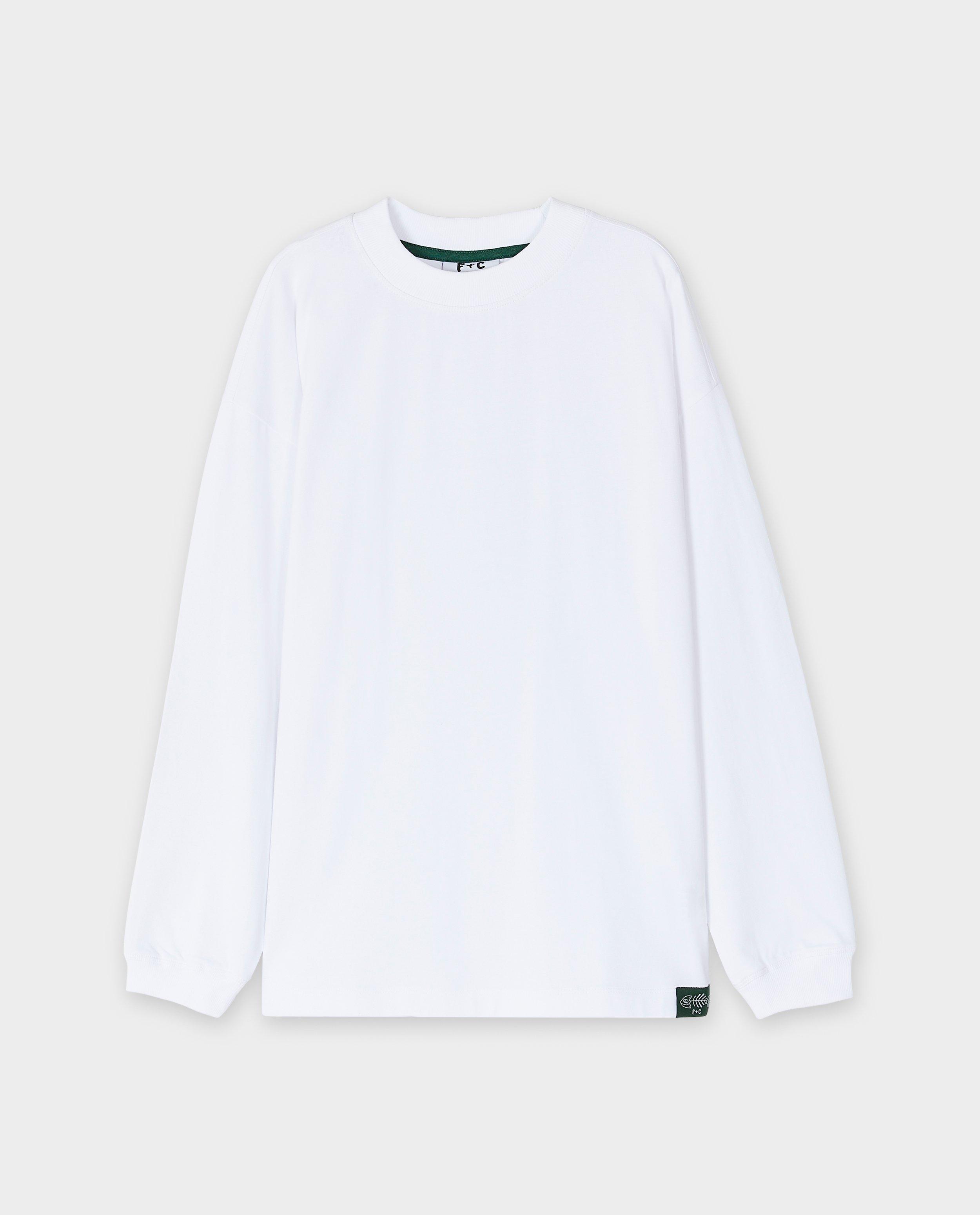 T-shirts - Witte longsleeve, loose fit, XXXS-L