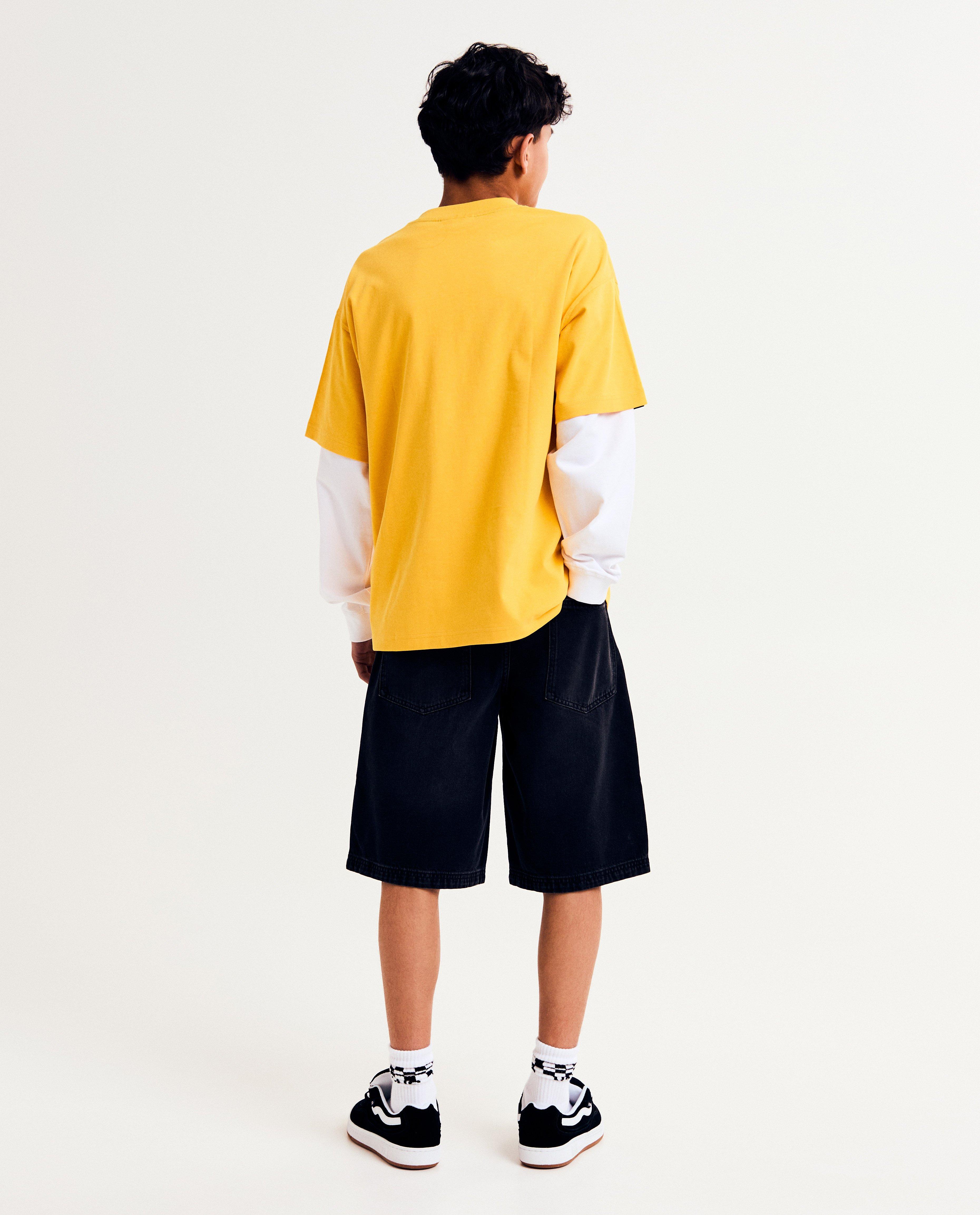 Shorten - Jeansshort met geborduurde vis, skater fit, XXXS-L