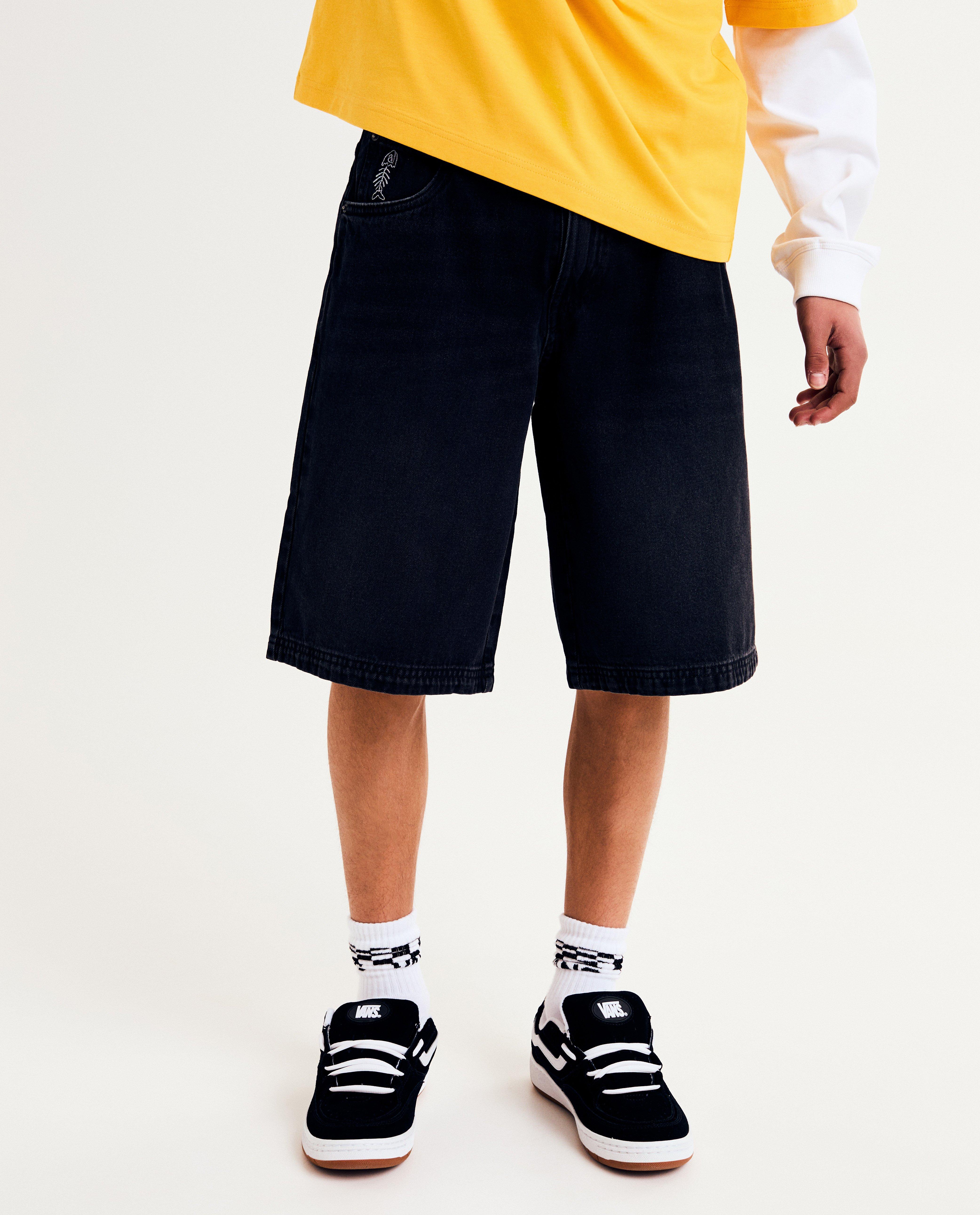 Shorten - Jeansshort met geborduurde vis, skater fit, XXXS-L